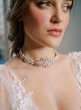freshwater pearl and opal crystal choker bridal necklace, twigs and honey