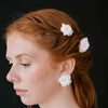 handmade clay orchid white bridal post back earrings, twigs & honey