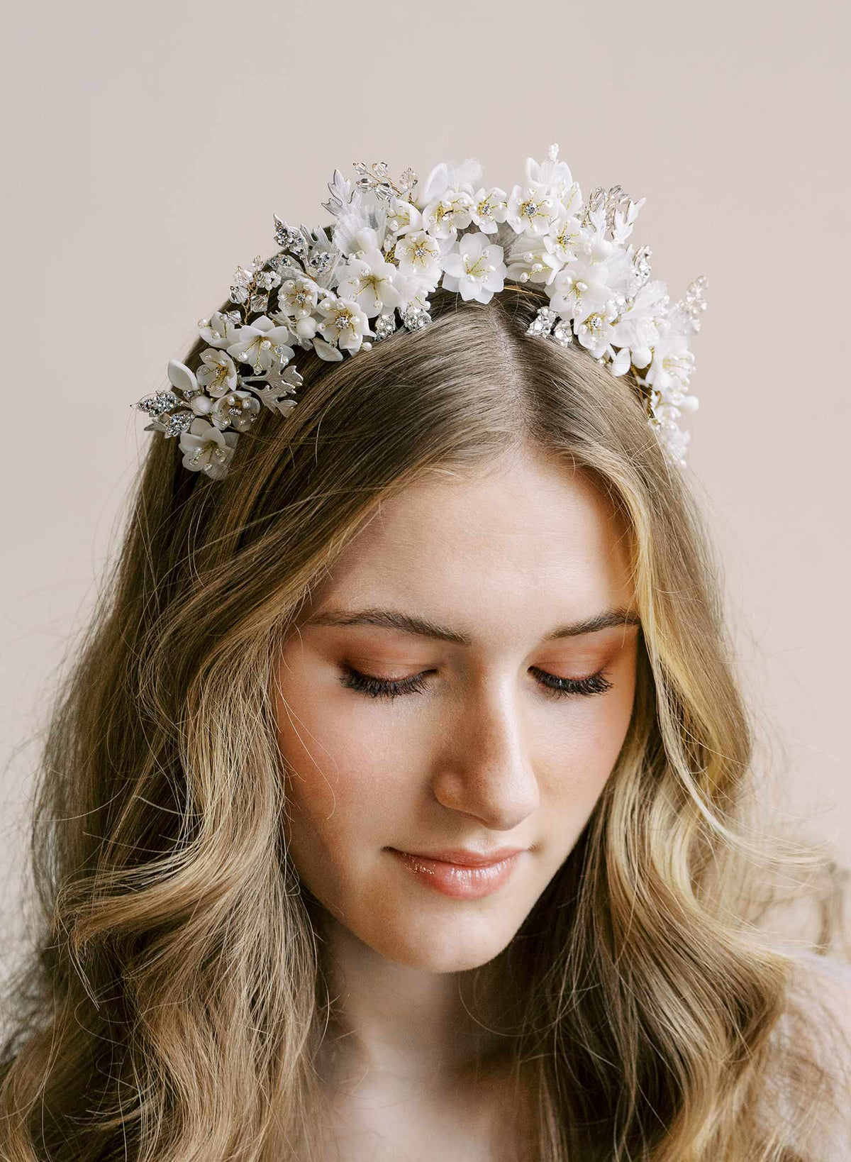 Sparkling Crystal Floral Tiara Floral Tiara Crystal Bohemian Tiara GENEVIEVE Tiara | EDEN  main image 2