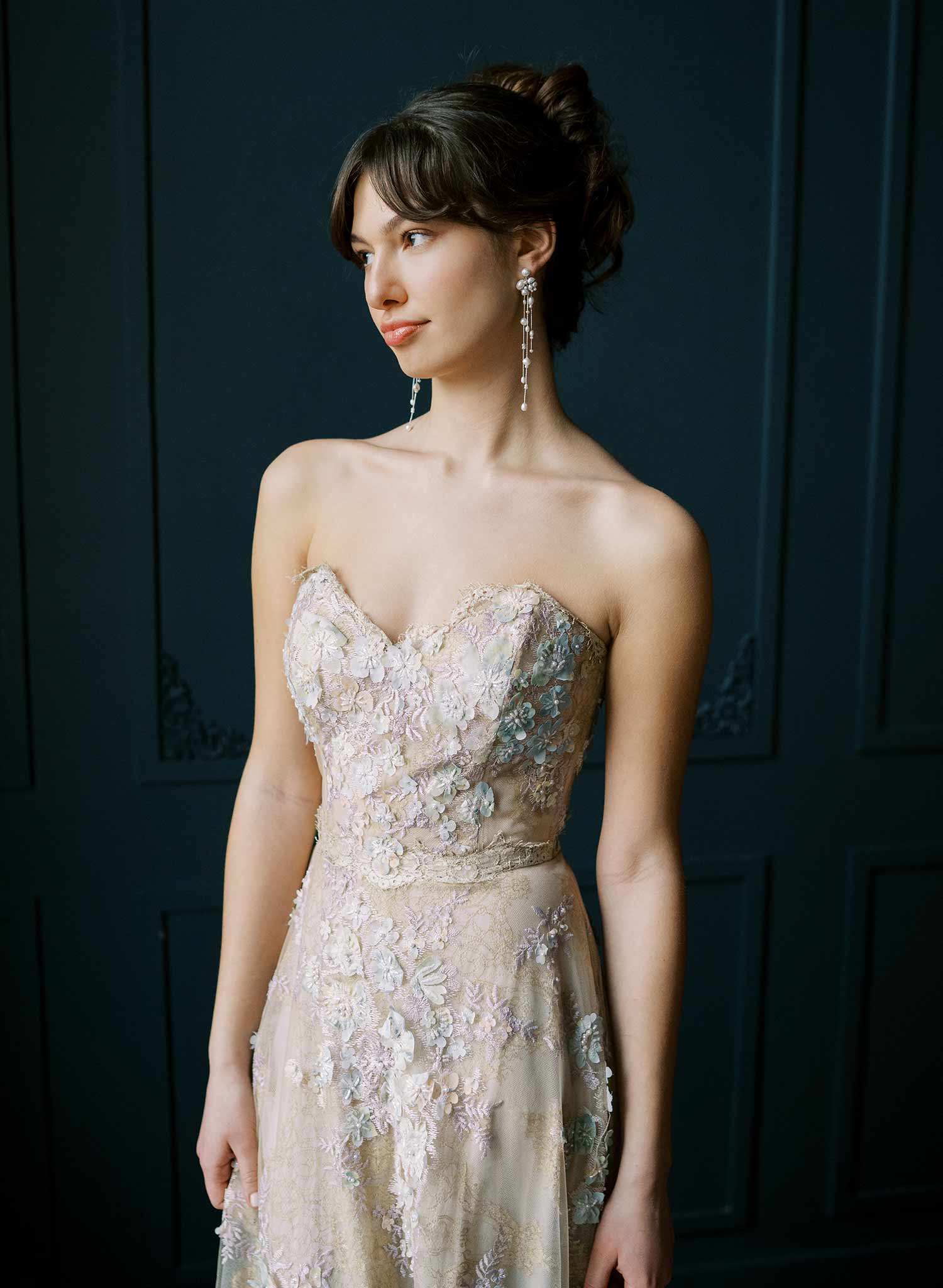 Romantic bridal, twisted pearl chandelier earrings by Twigs & Honey
