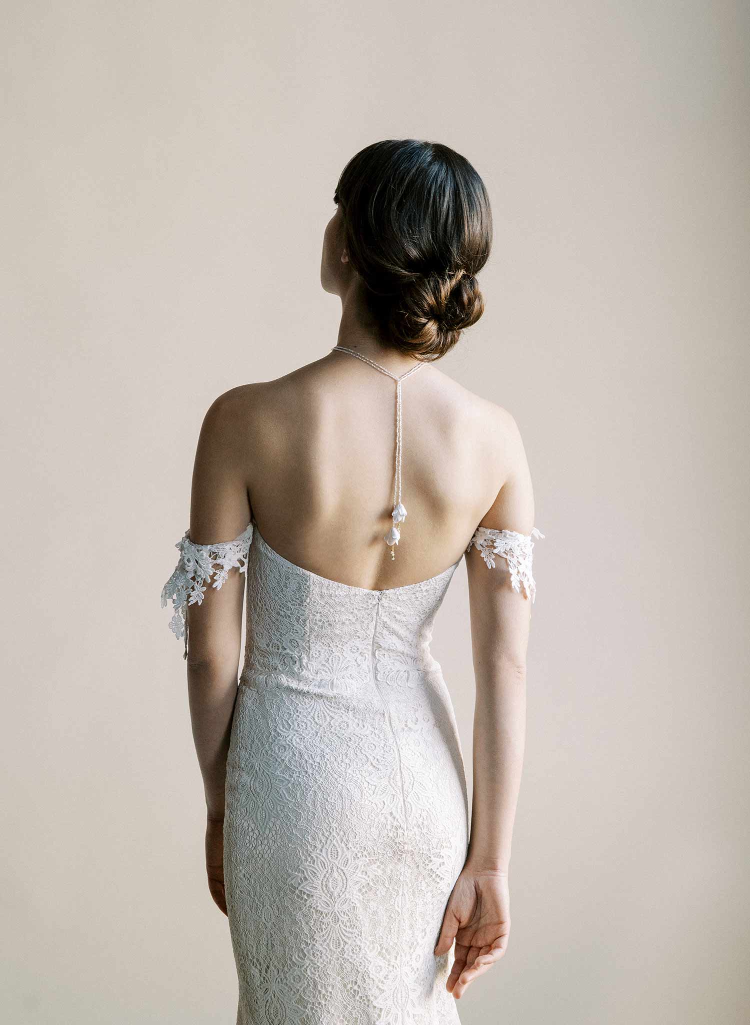 Bridal pearl floral inspired wrap, extra long necklace by Twigs and Honey