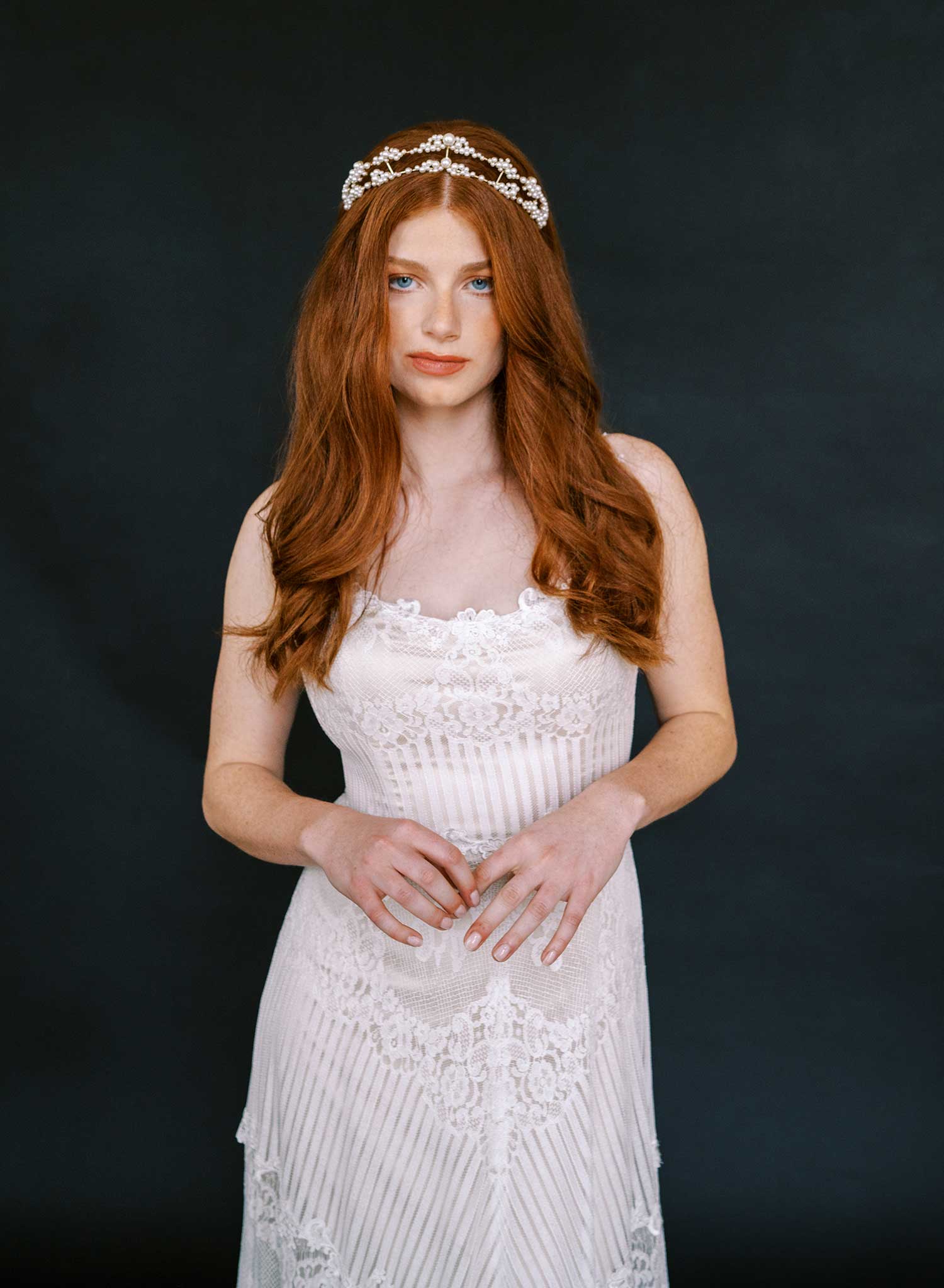 Pearl clusters raised bridal tiara - Style #2603