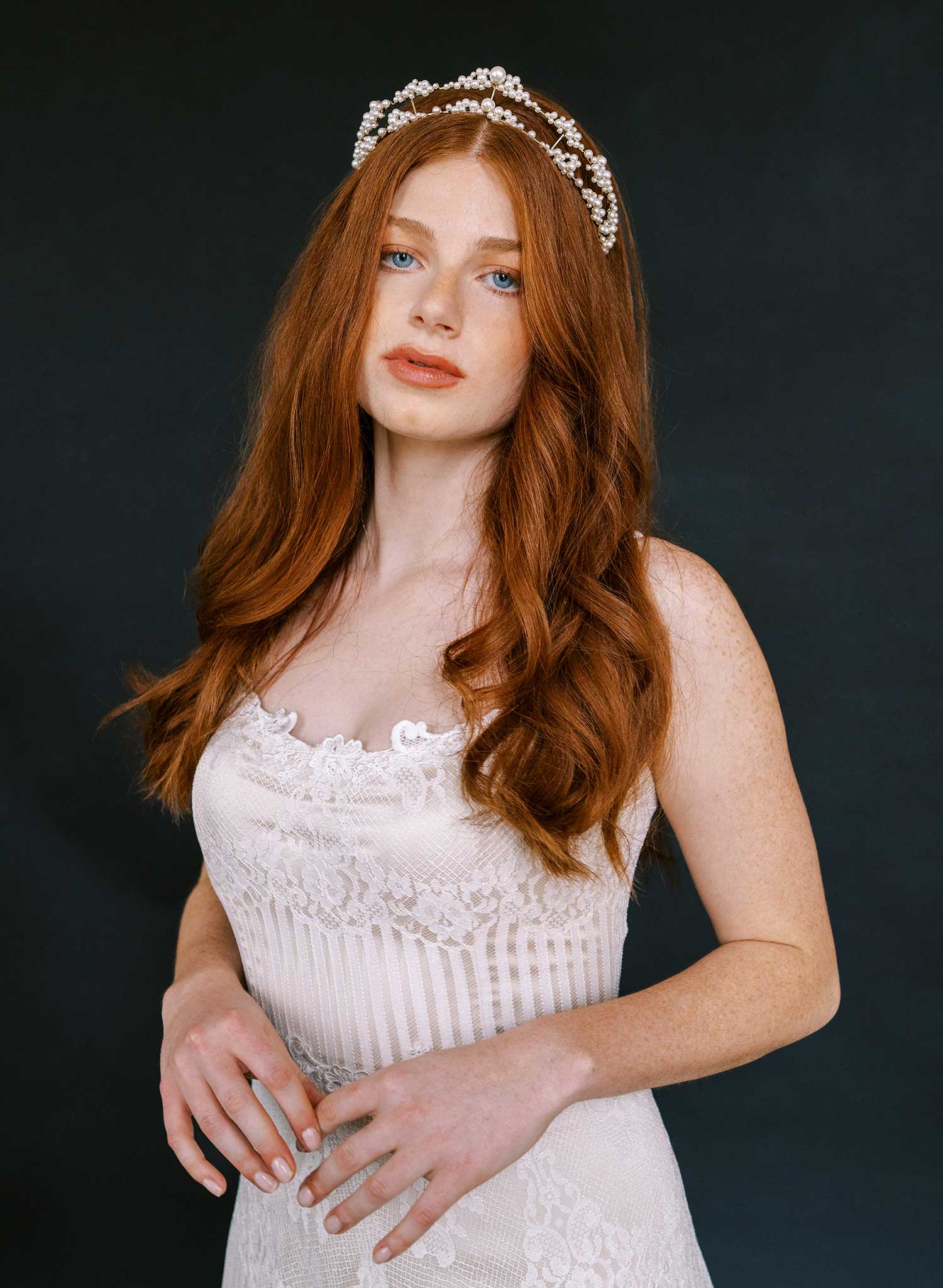 Pearl clusters raised bridal tiara - Style #2603