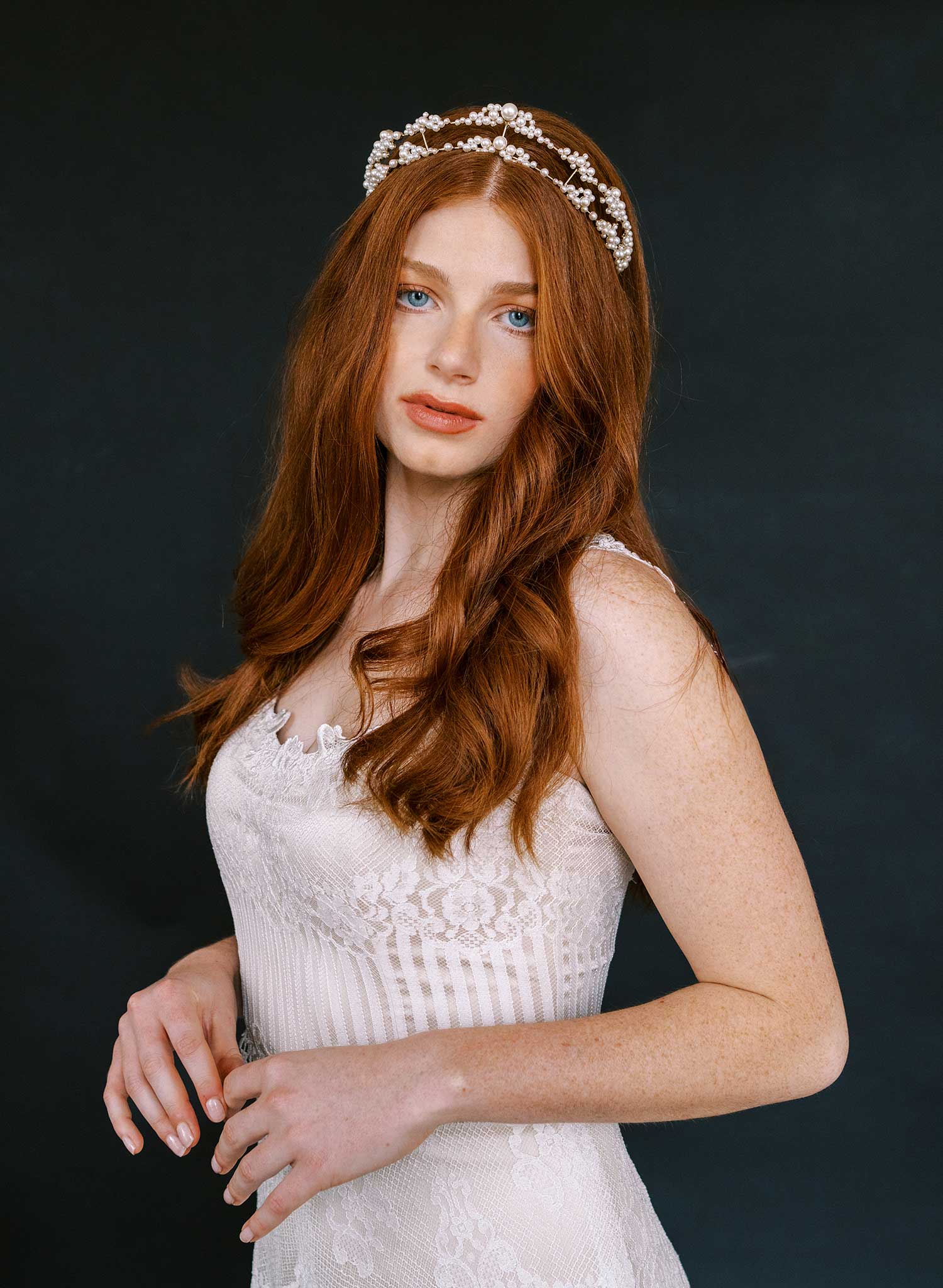 Pearl clusters raised bridal tiara - Style #2603