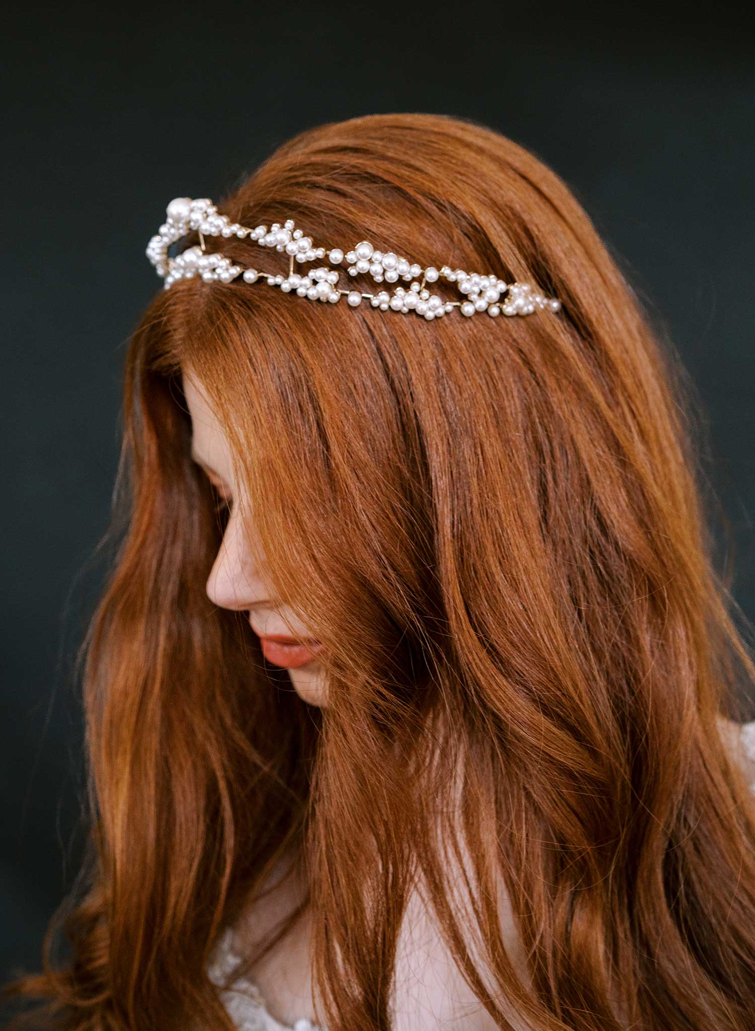 Pearl clusters raised bridal tiara - Style #2603