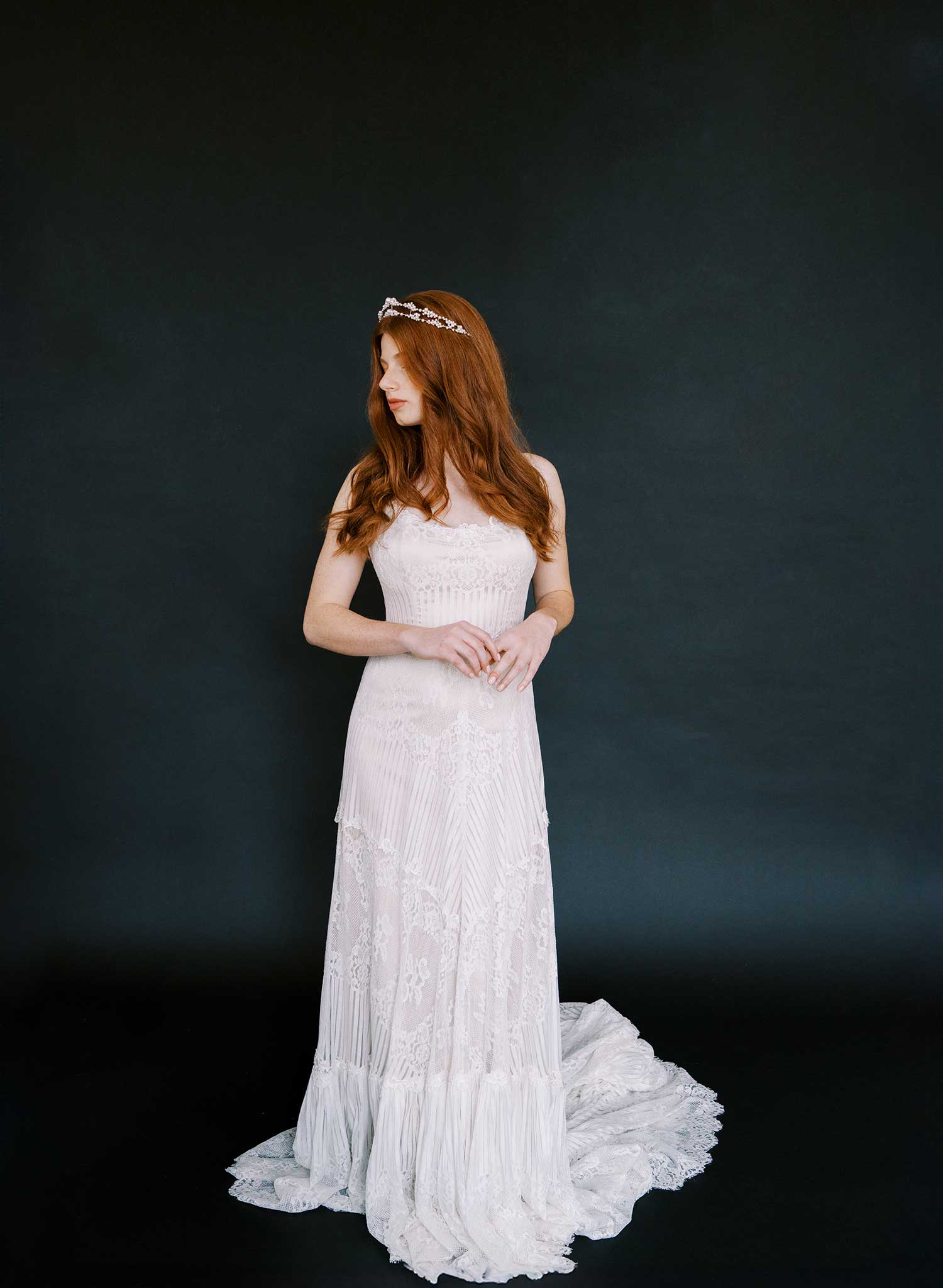 Pearl clusters raised bridal tiara - Style #2603