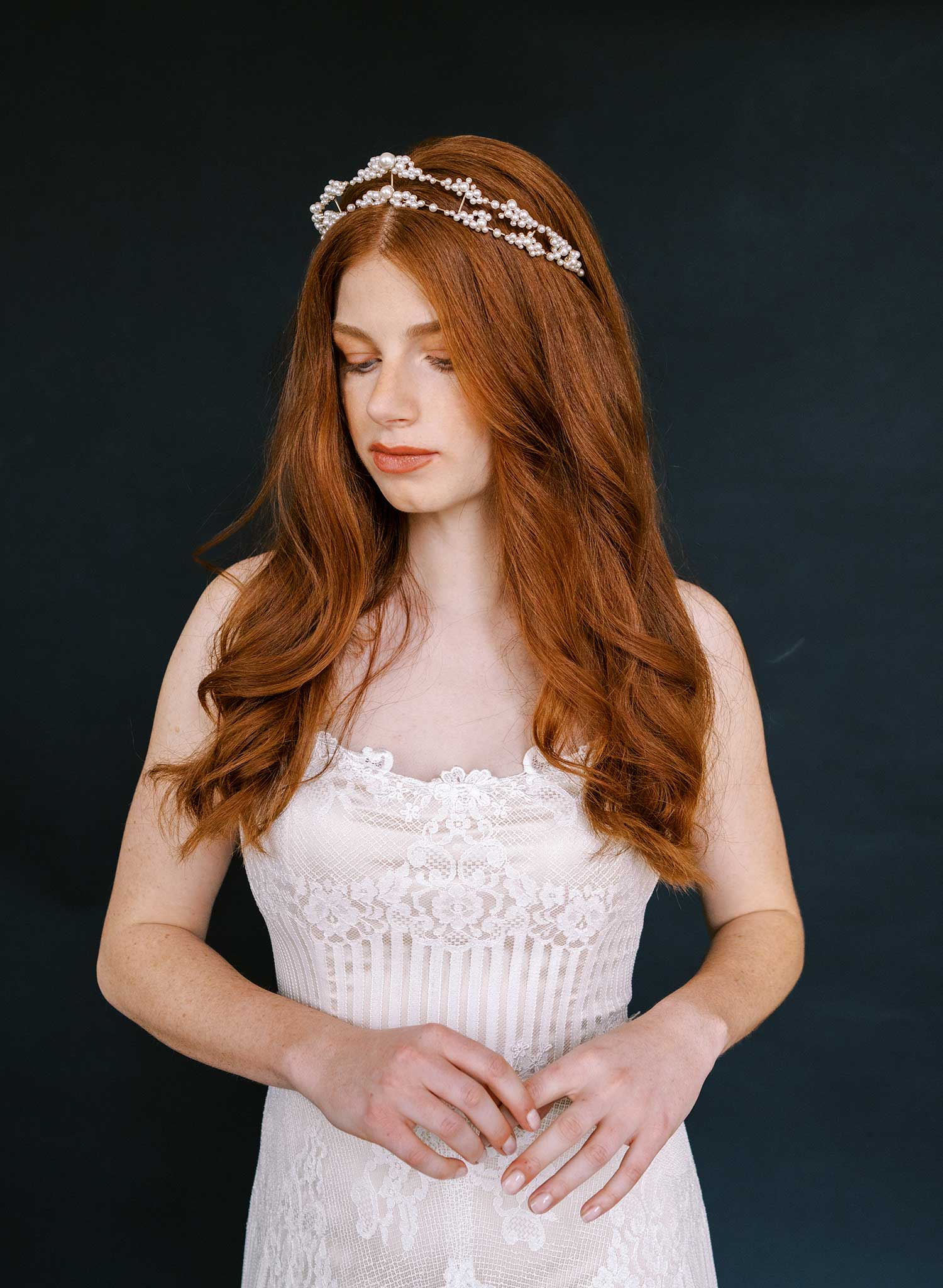 Pearl clusters raised bridal tiara - Style #2603
