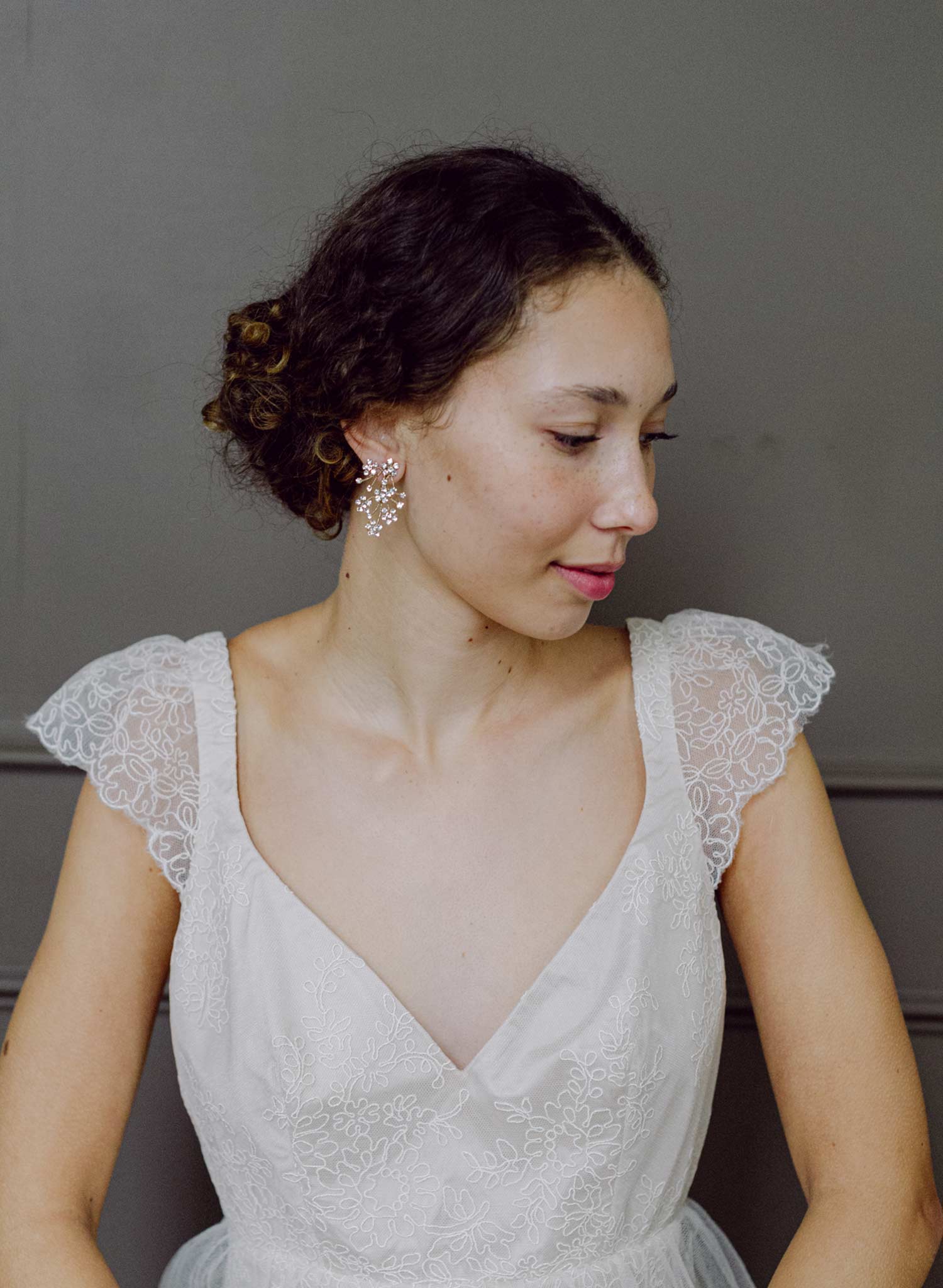 Dainty rhinestone blossom earrings - Style #2604