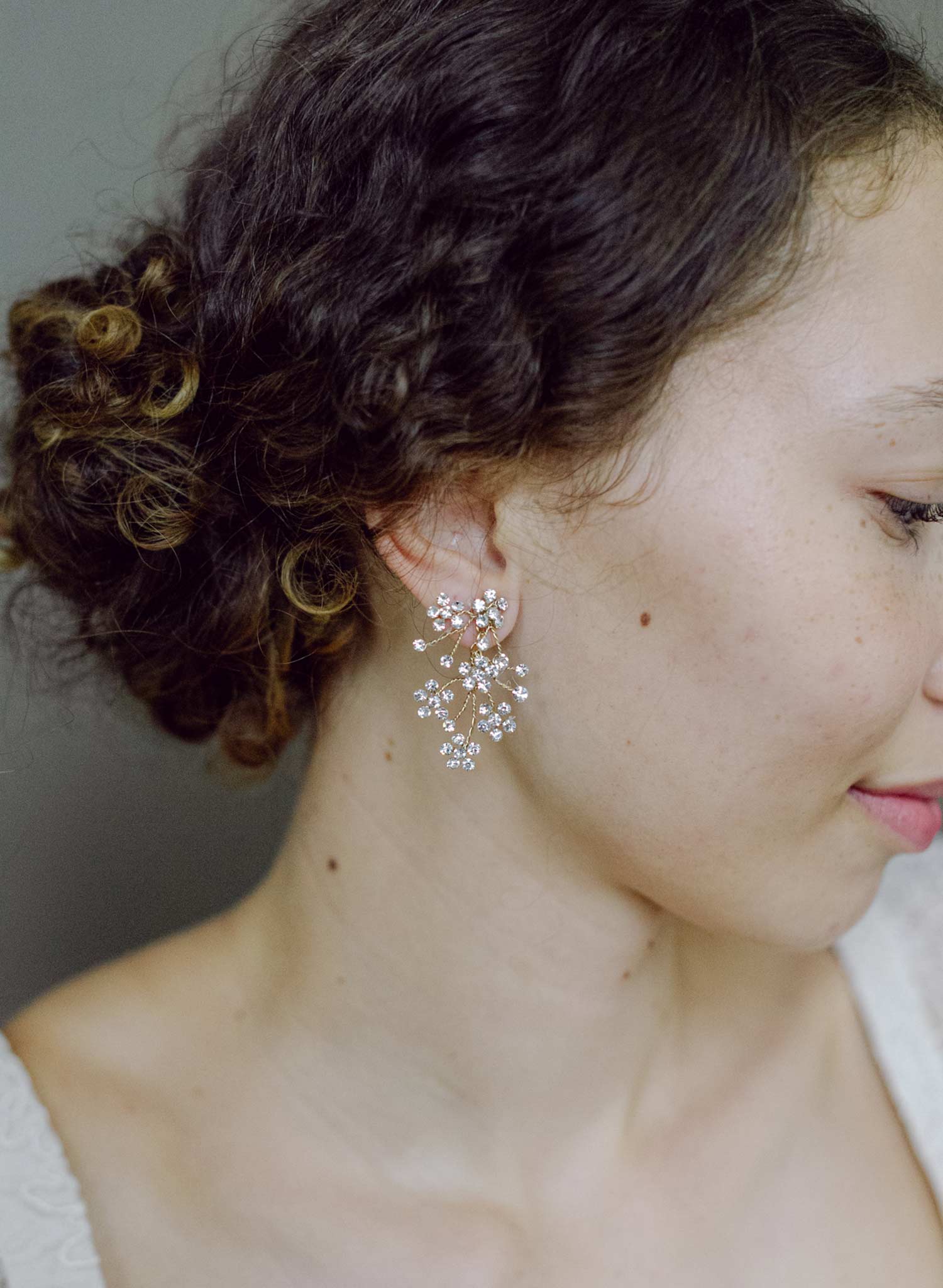 Dainty rhinestone blossom earrings - Style #2604