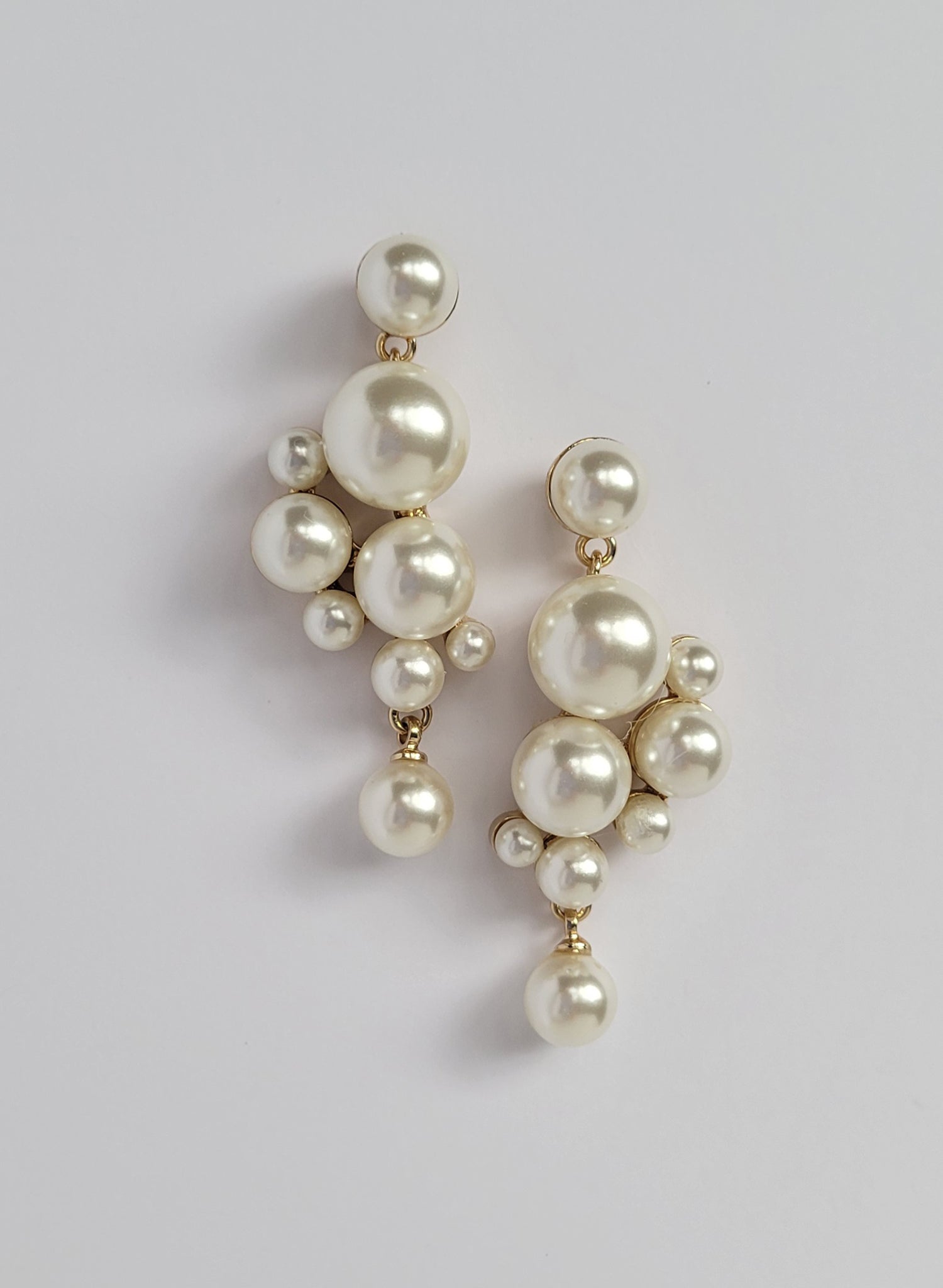 Pearl droplets bridal earrings, medium - Style #2606
