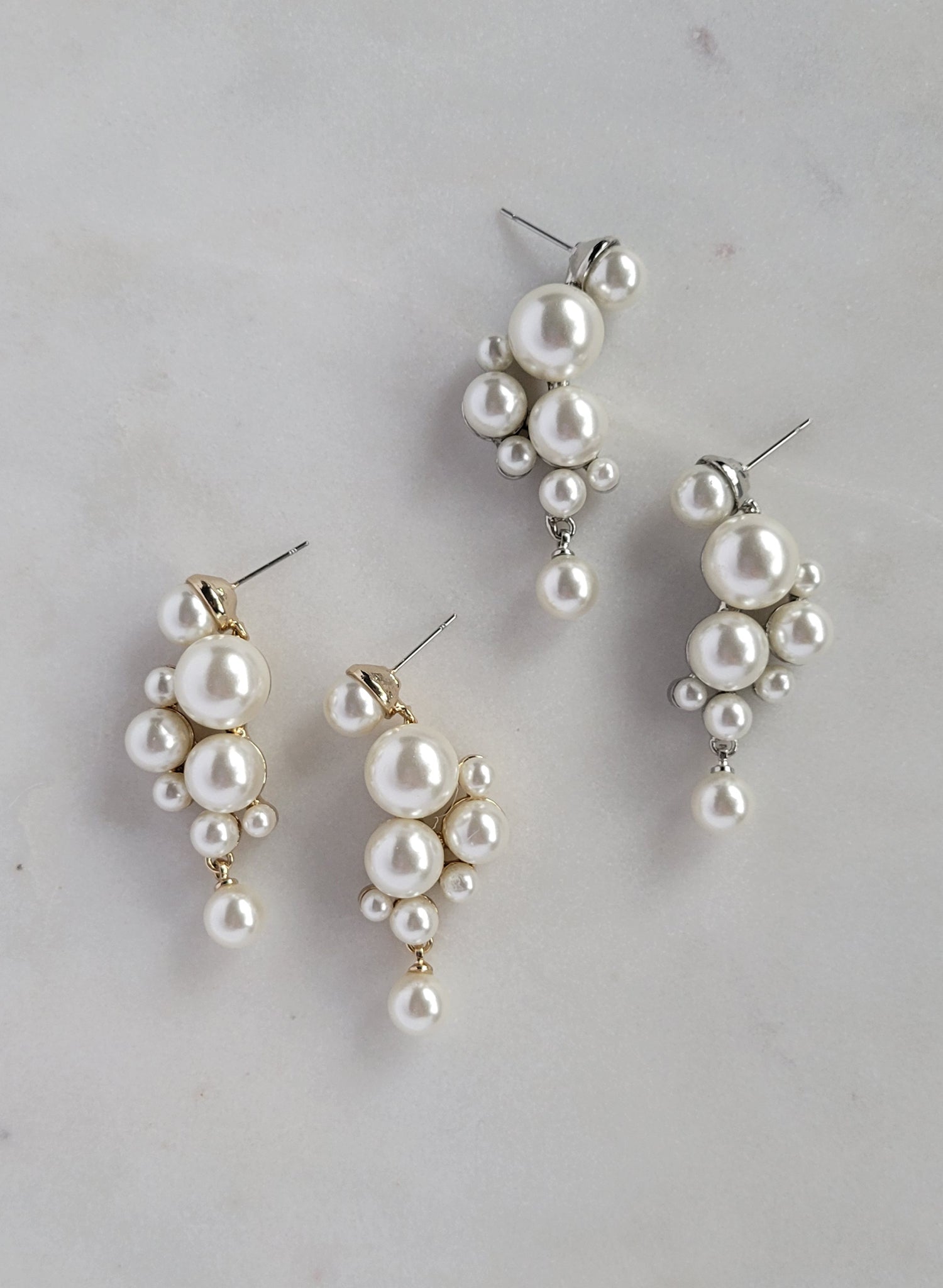 Pearl droplets bridal earrings, medium - Style #2606