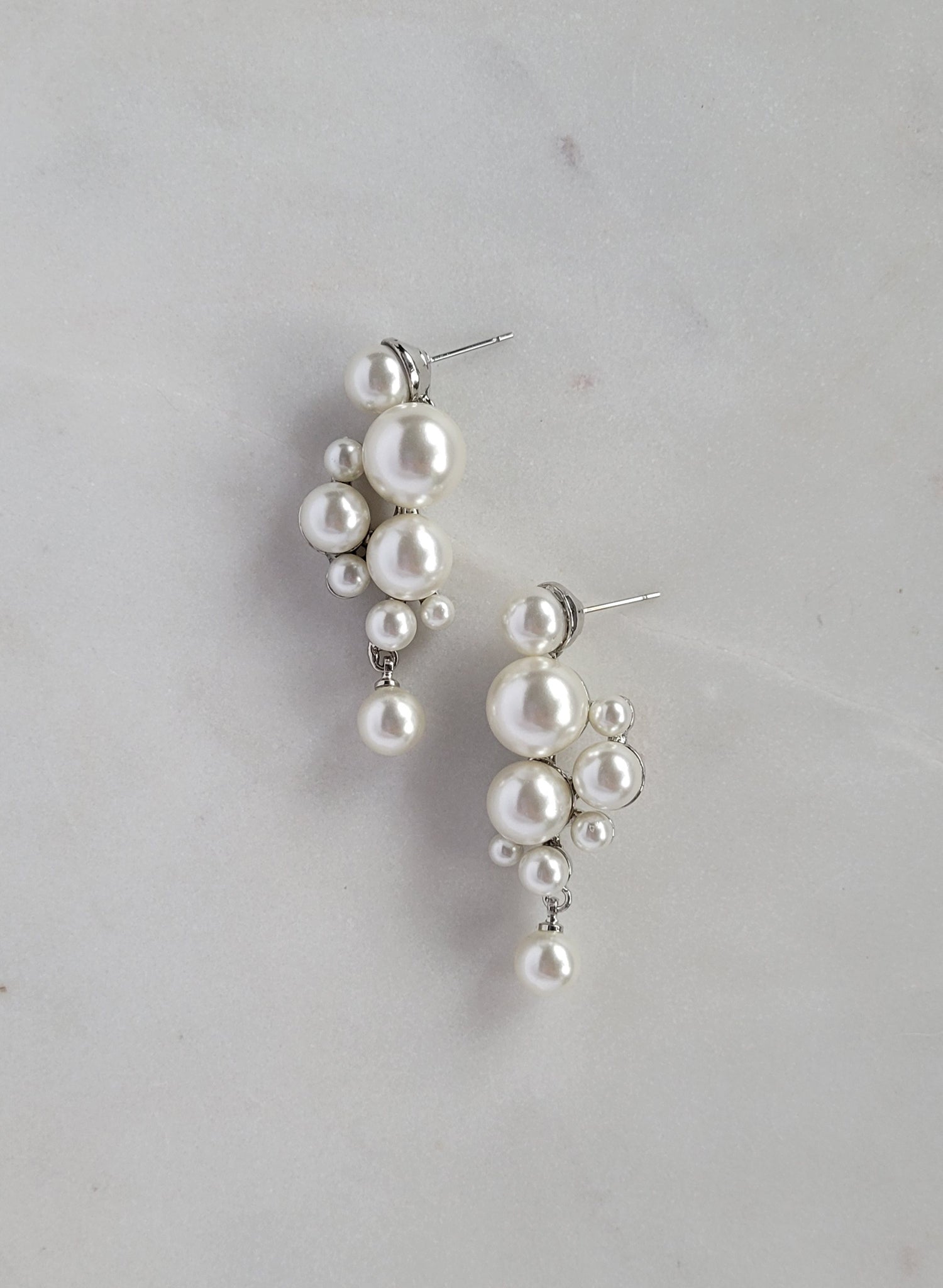 Pearl droplets bridal earrings, medium - Style #2606