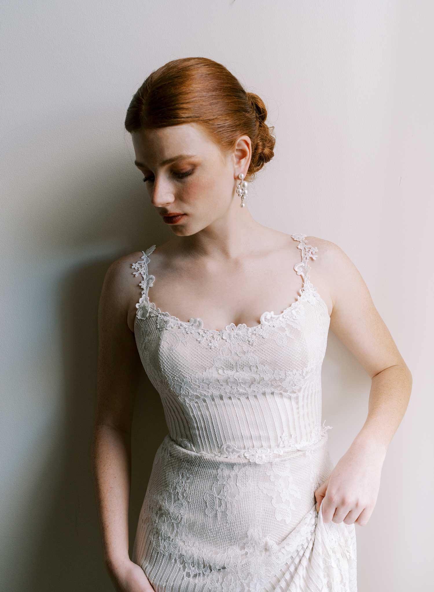 Pearl droplets bridal earrings, medium - Style #2606