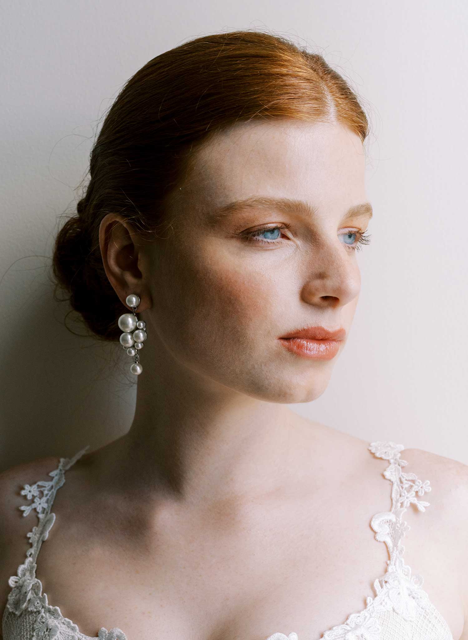 Pearl droplets bridal earrings, medium - Style #2606