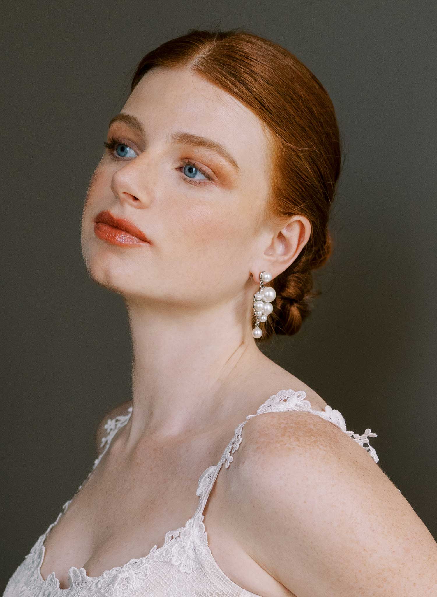 Pearl droplets bridal earrings, medium - Style #2606