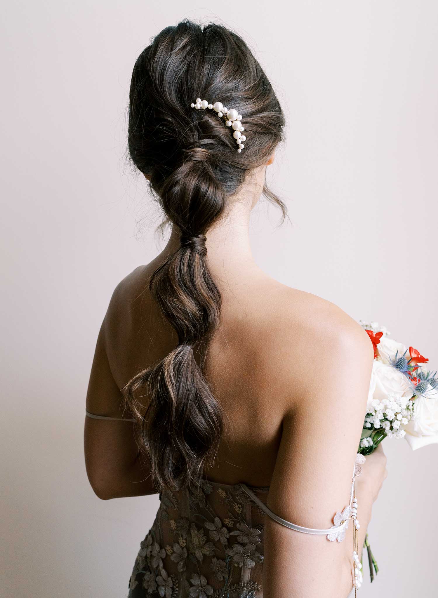 Pearl droplets hair comb, small - Style #2607