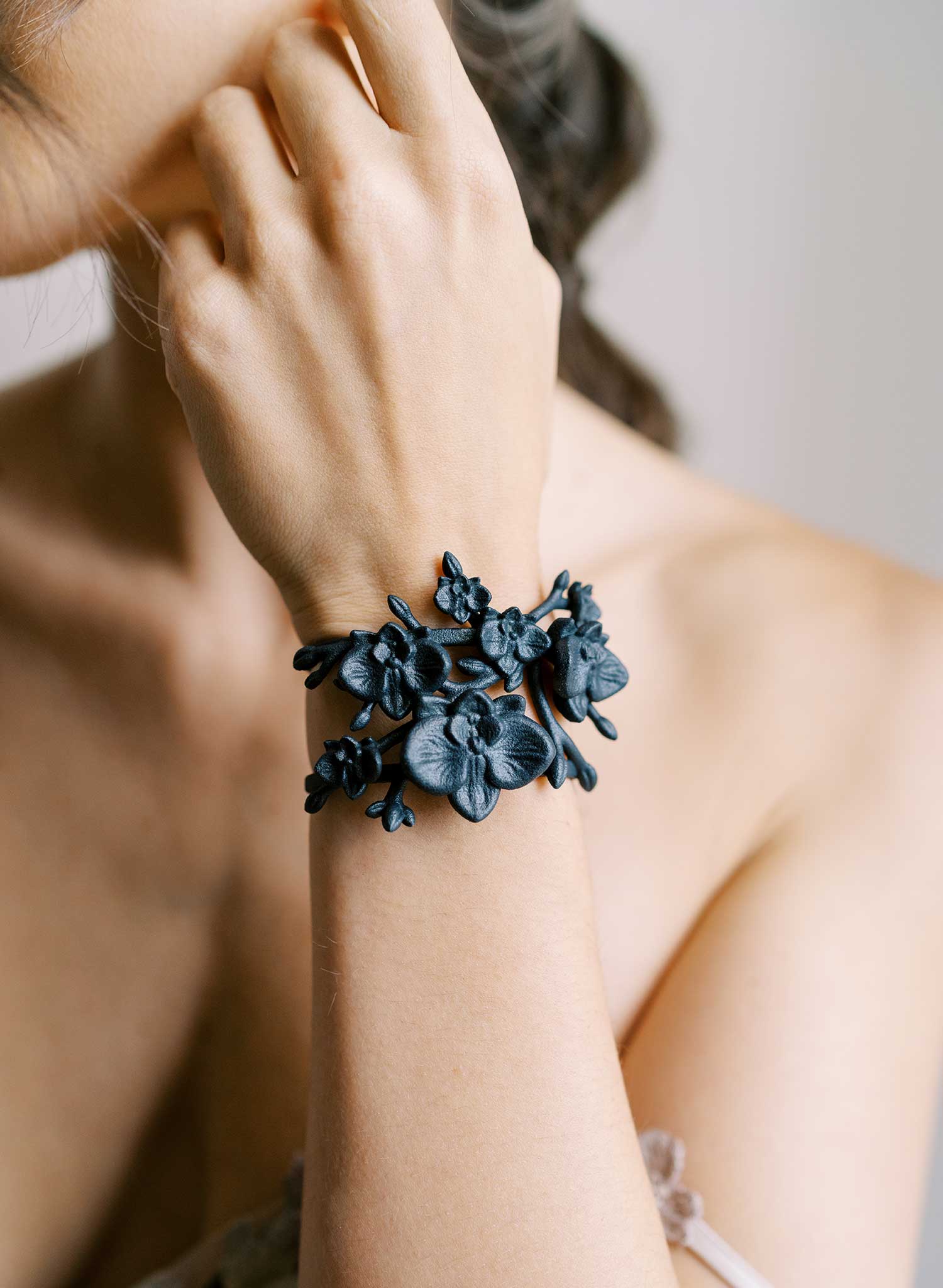 Orchid branches bridal cuff bracelet - Style #2609