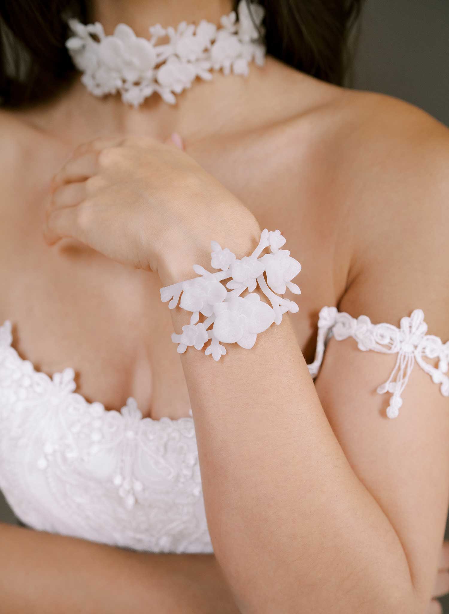 Orchid branches bridal cuff bracelet - Style #2609