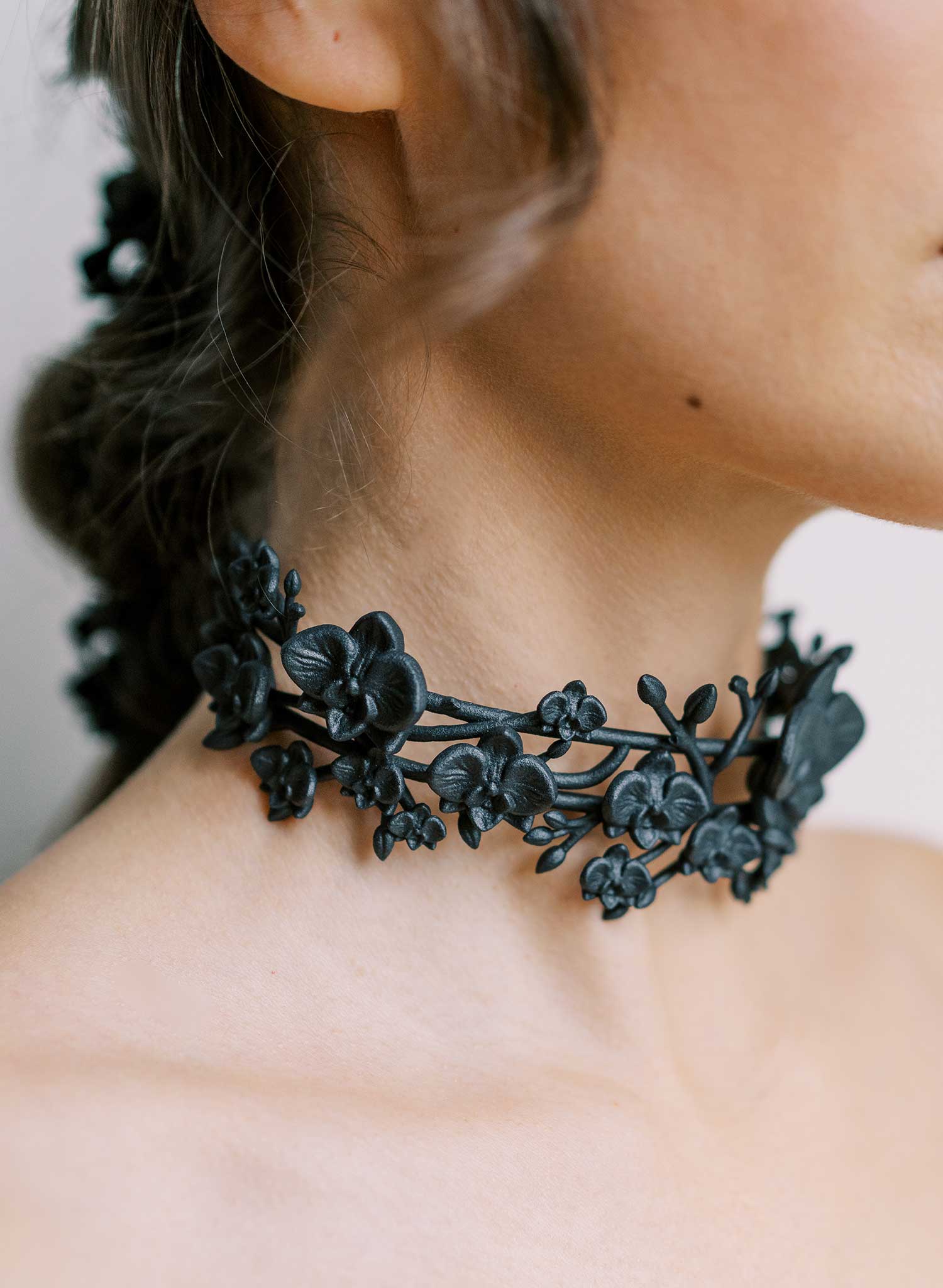 Orchid branches bridal choker necklace - Style #2618