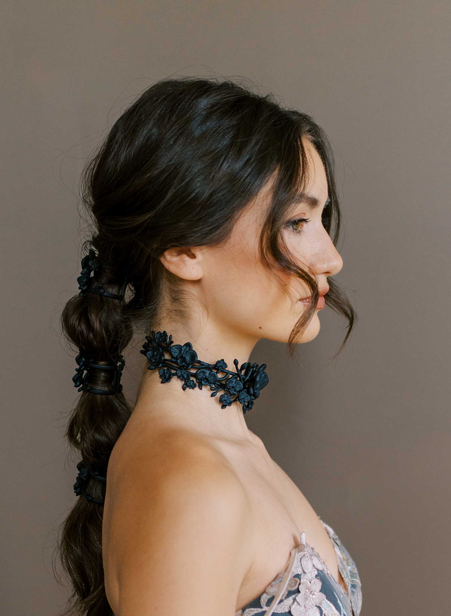 Orchid branches bridal choker necklace - Style #2618