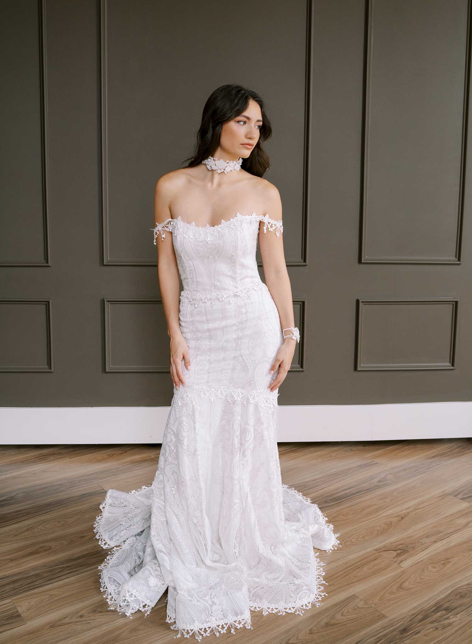 Orchid branches bridal choker necklace - Style #2618