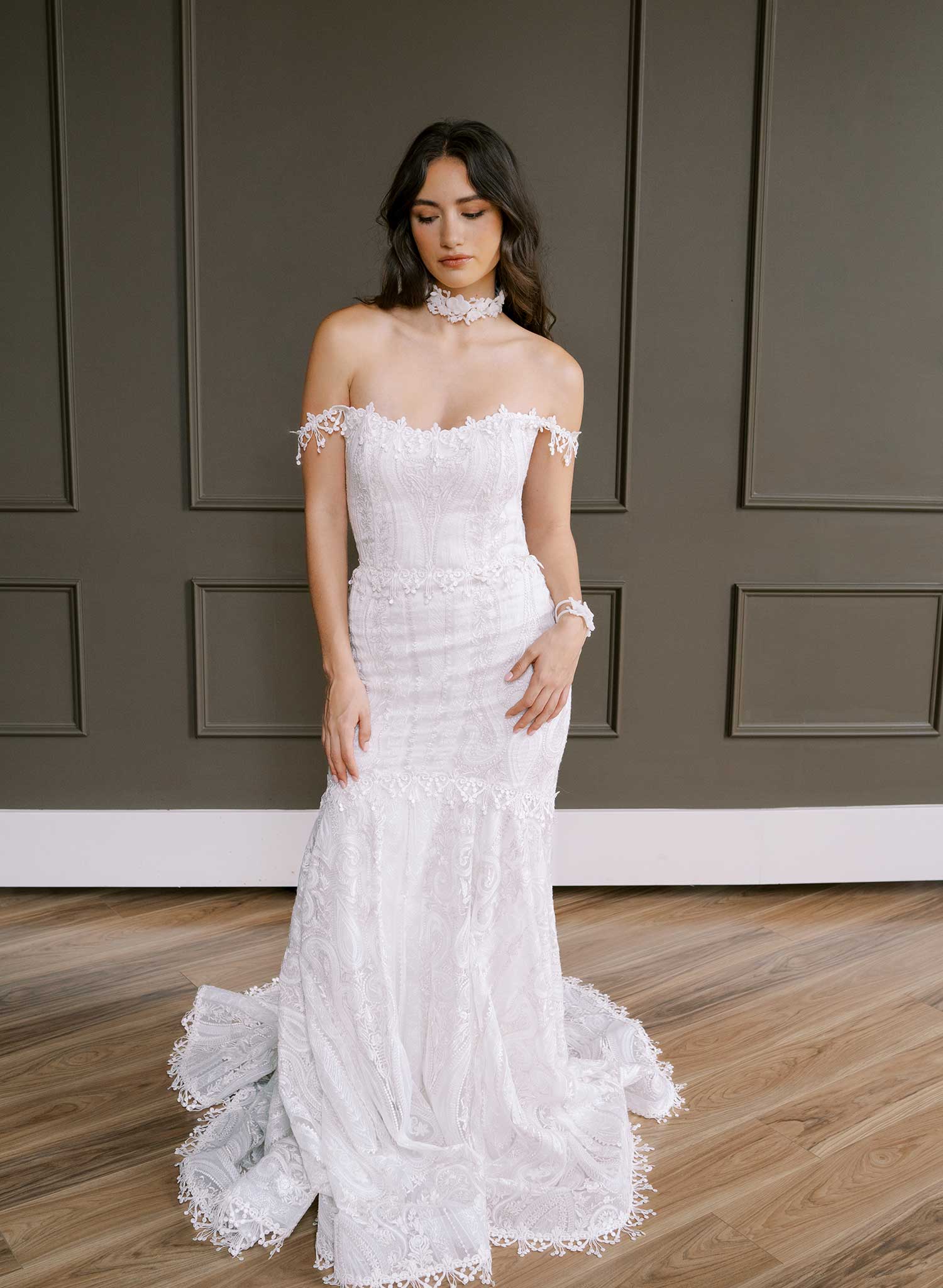 Orchid branches bridal choker necklace - Style #2618