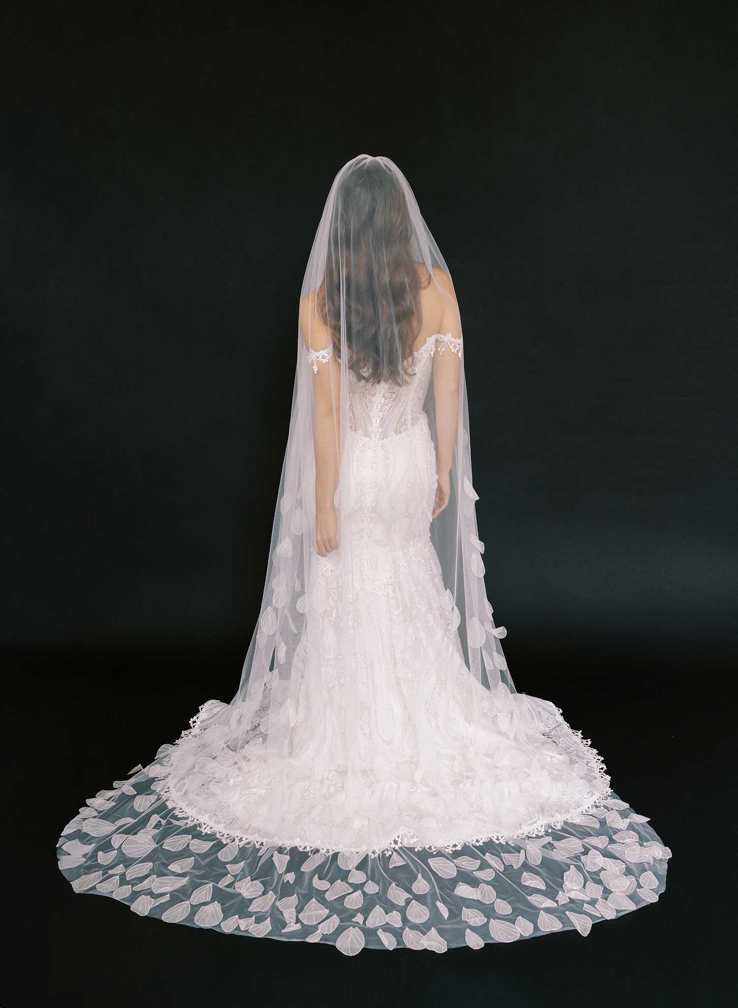 Dragonfly wings embroidered train veil - Style #2624