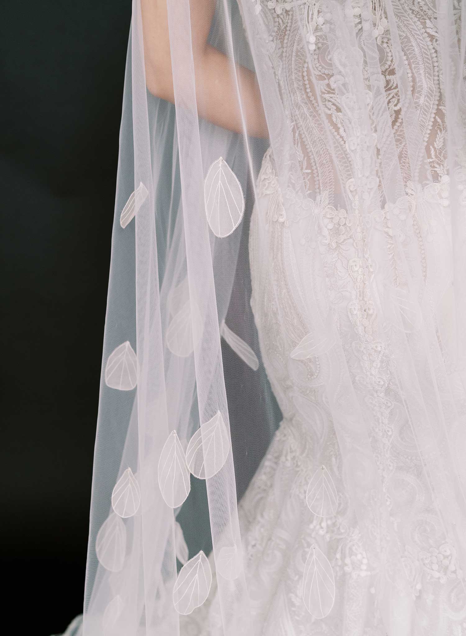 Dragonfly wings embroidered train veil - Style #2624