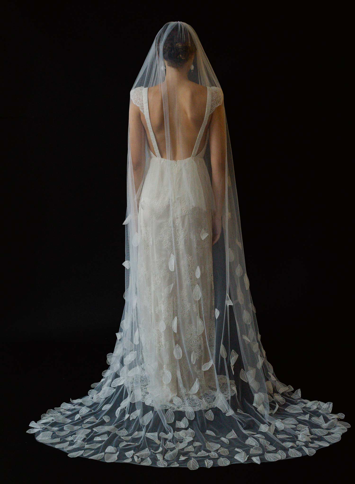 Dragonfly Wings Embroidered Bridal Train Veil – Ethereal Wedding