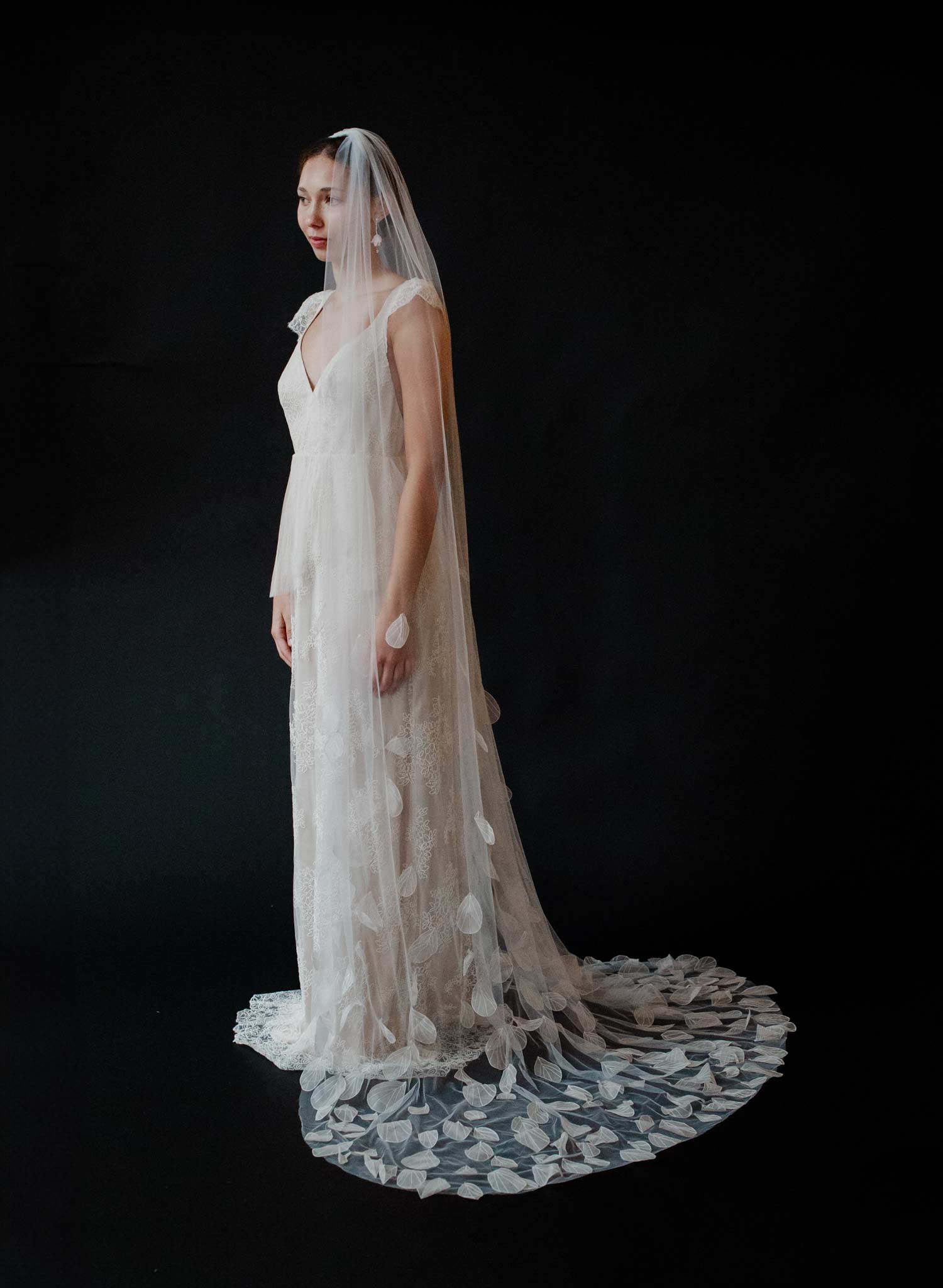 Dragonfly Wings Embroidered Bridal Train Veil – Ethereal Wedding