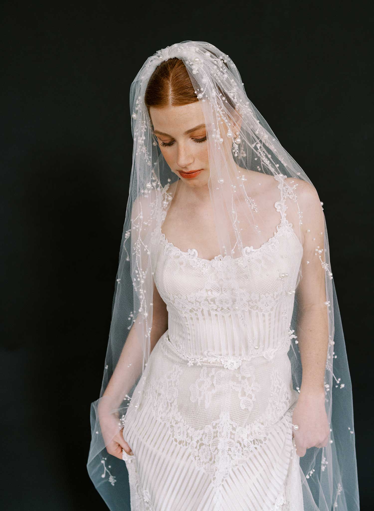 Cascading floral tendrils bridal veil - Style #2628