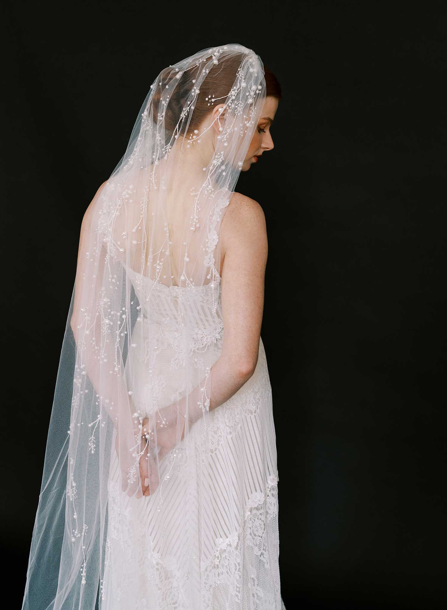 Cascading floral tendrils bridal veil - Style #2628
