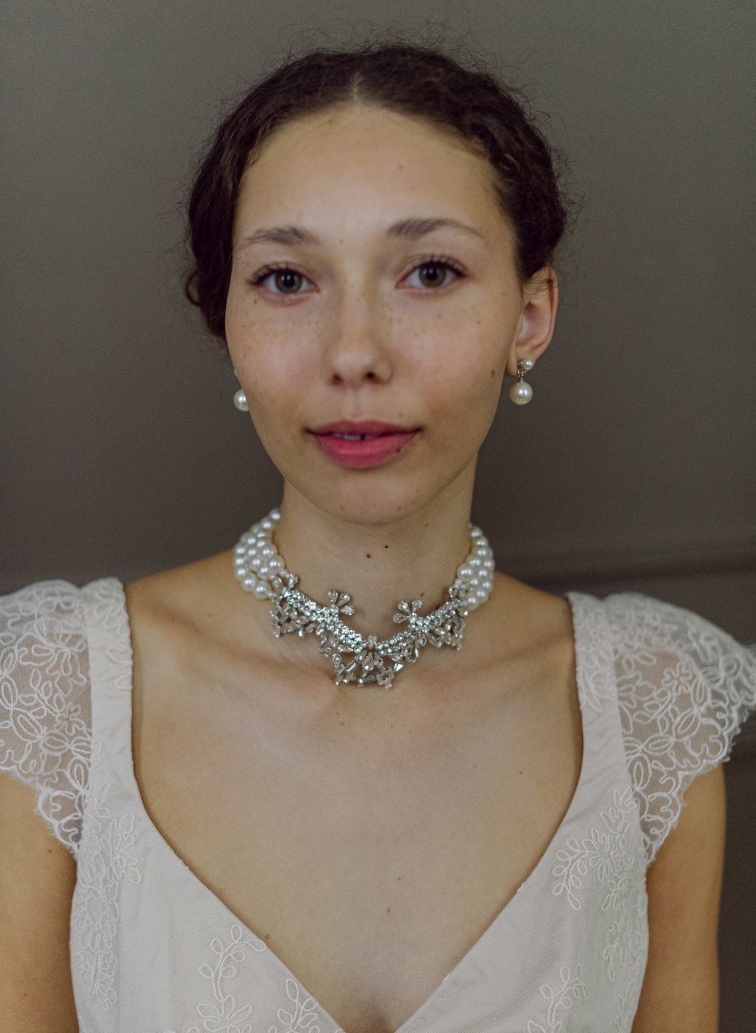 Pearl and crystal choker necklace - Style #2629