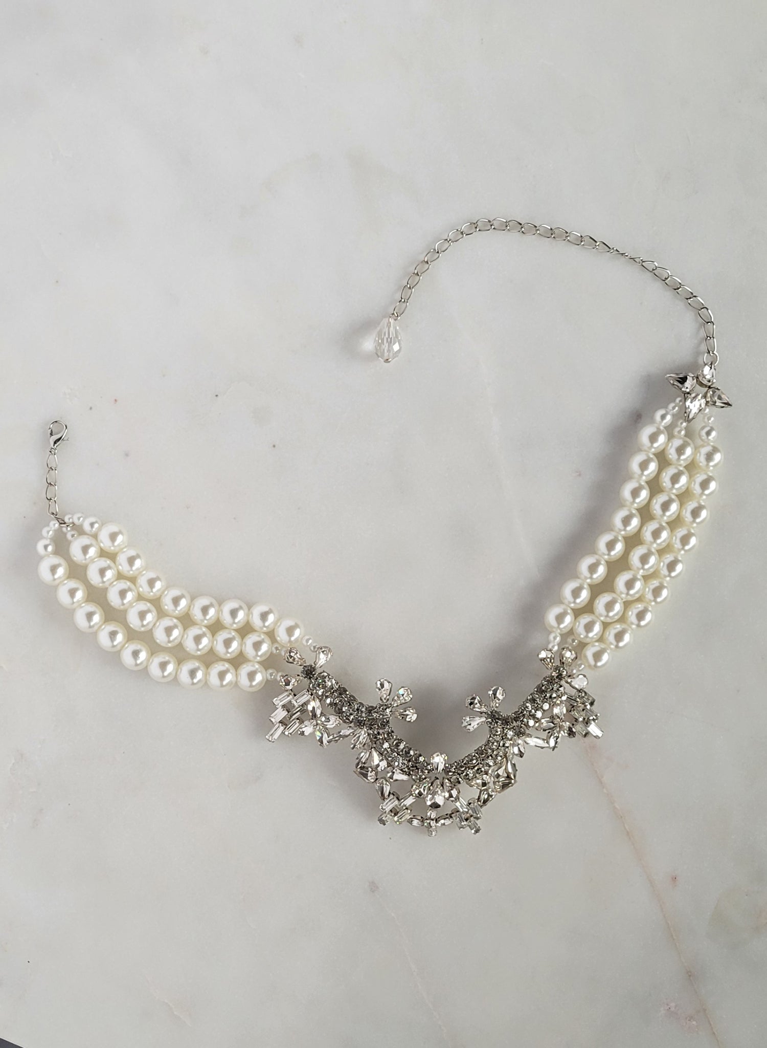Pearl and crystal choker necklace - Style #2629