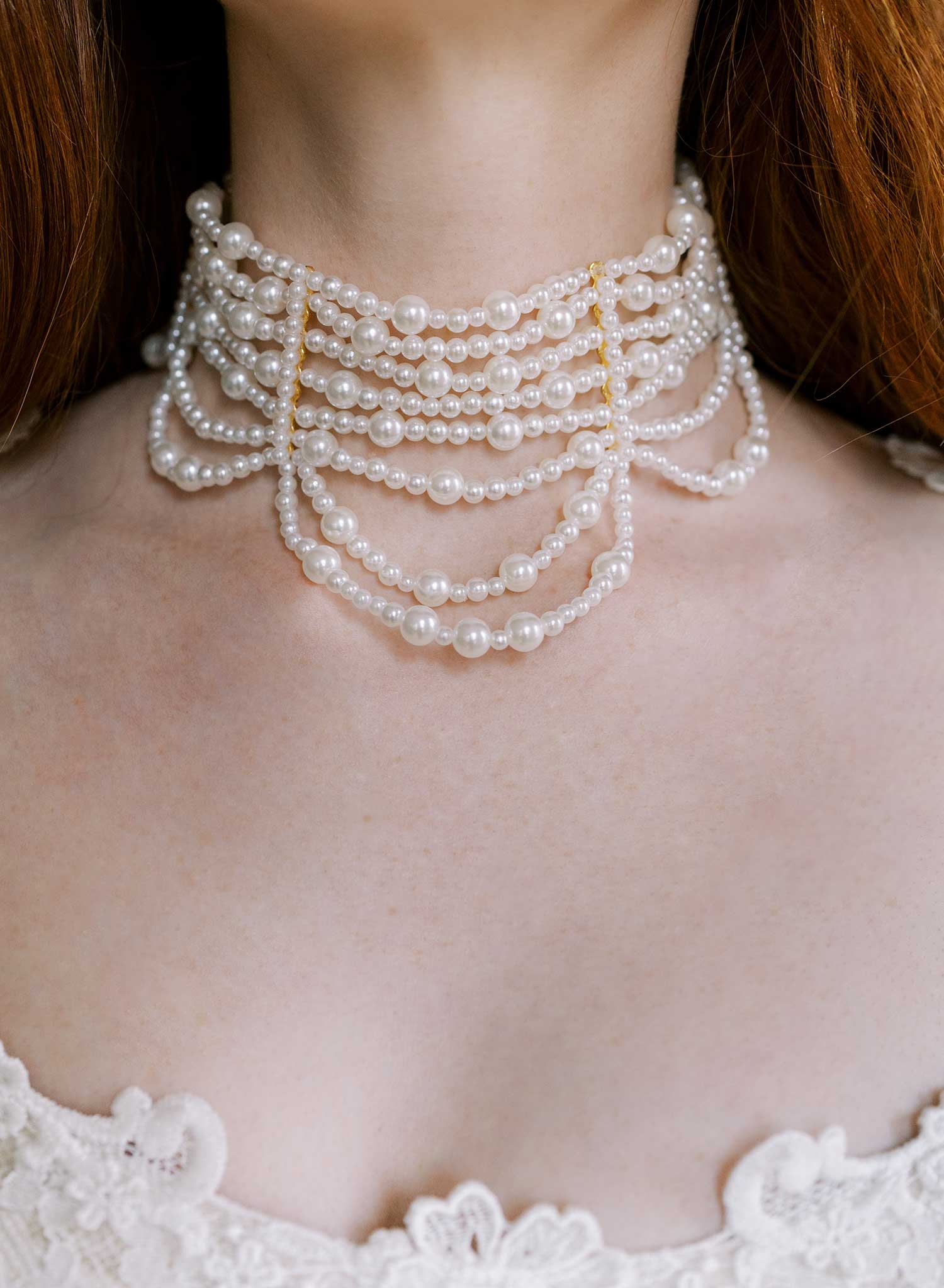 Pearl swags choker necklace - Style #2630
