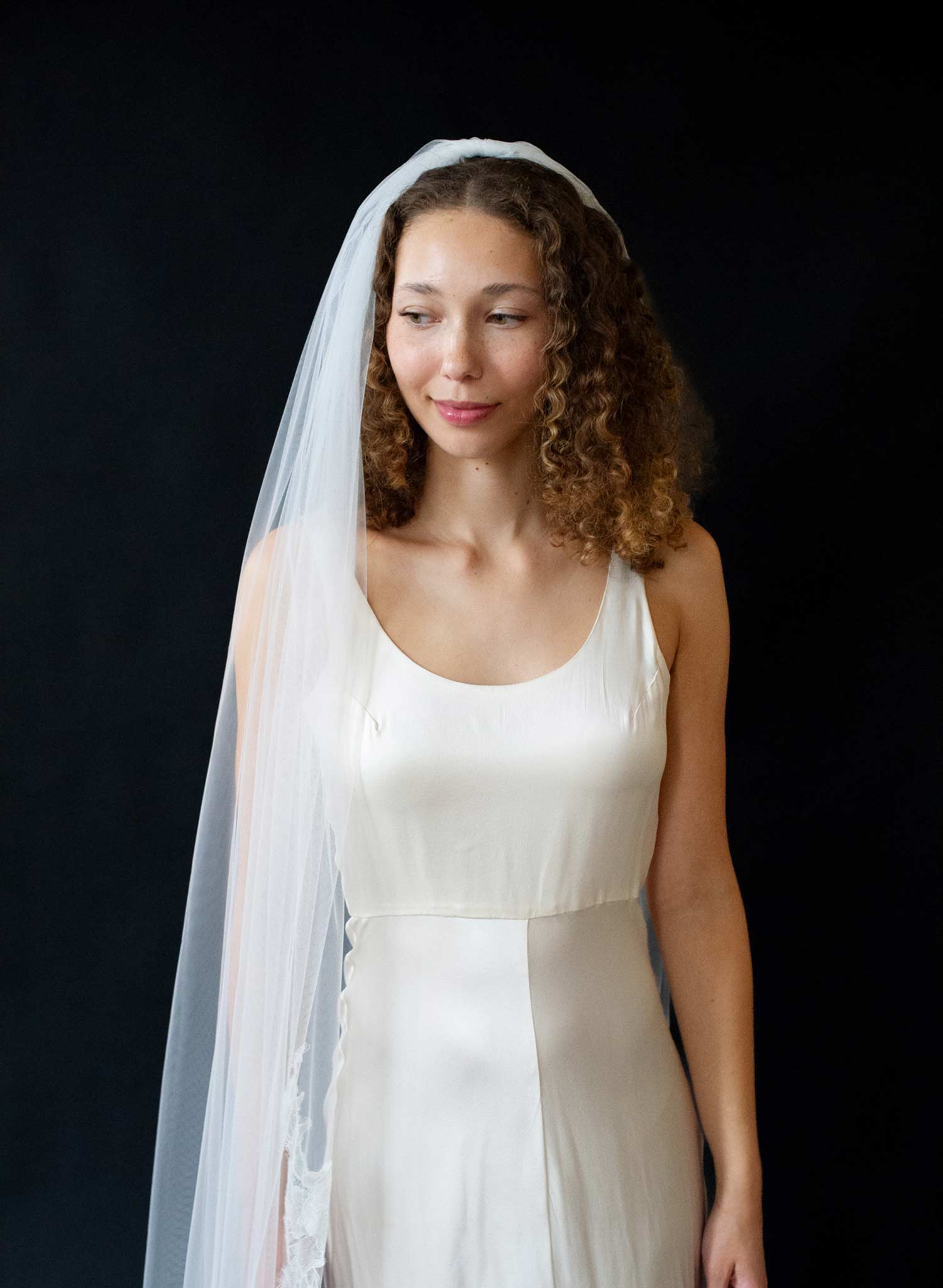 Sheer florals French lace train veil - Style #2636