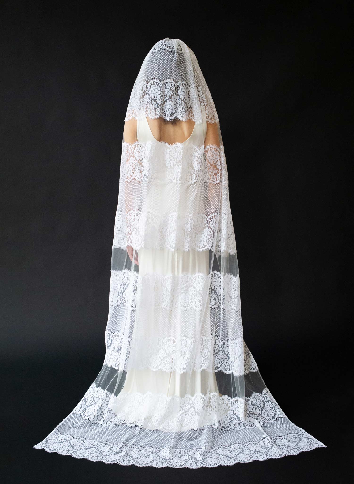 Columnar French lace chapel train veil - Style #2643