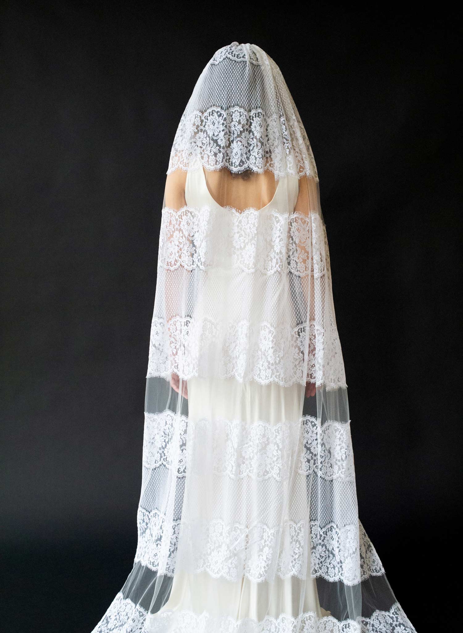 Columnar French lace chapel train veil - Style #2643