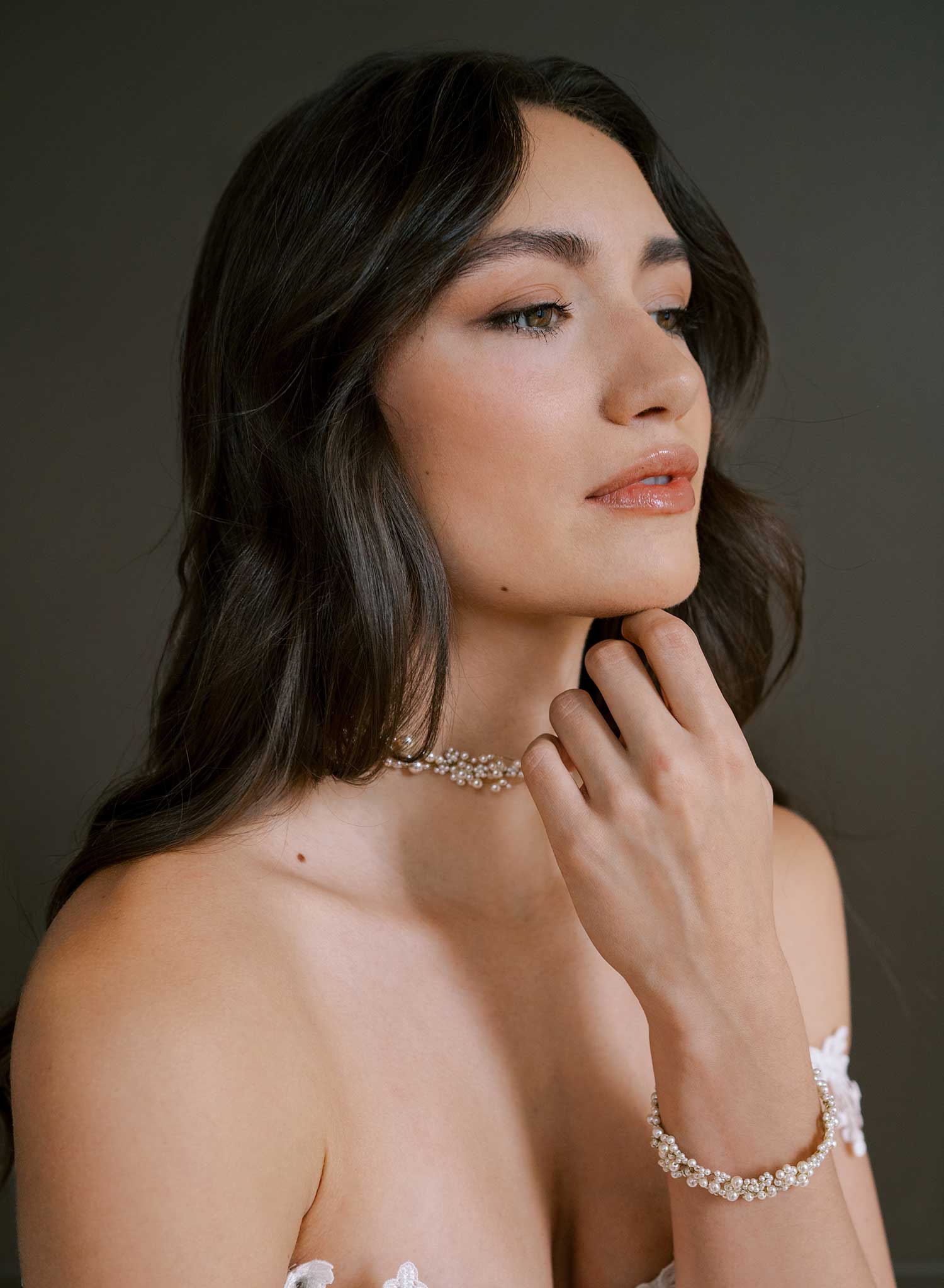 Twisted bridal pearl choker necklace - Style #2651