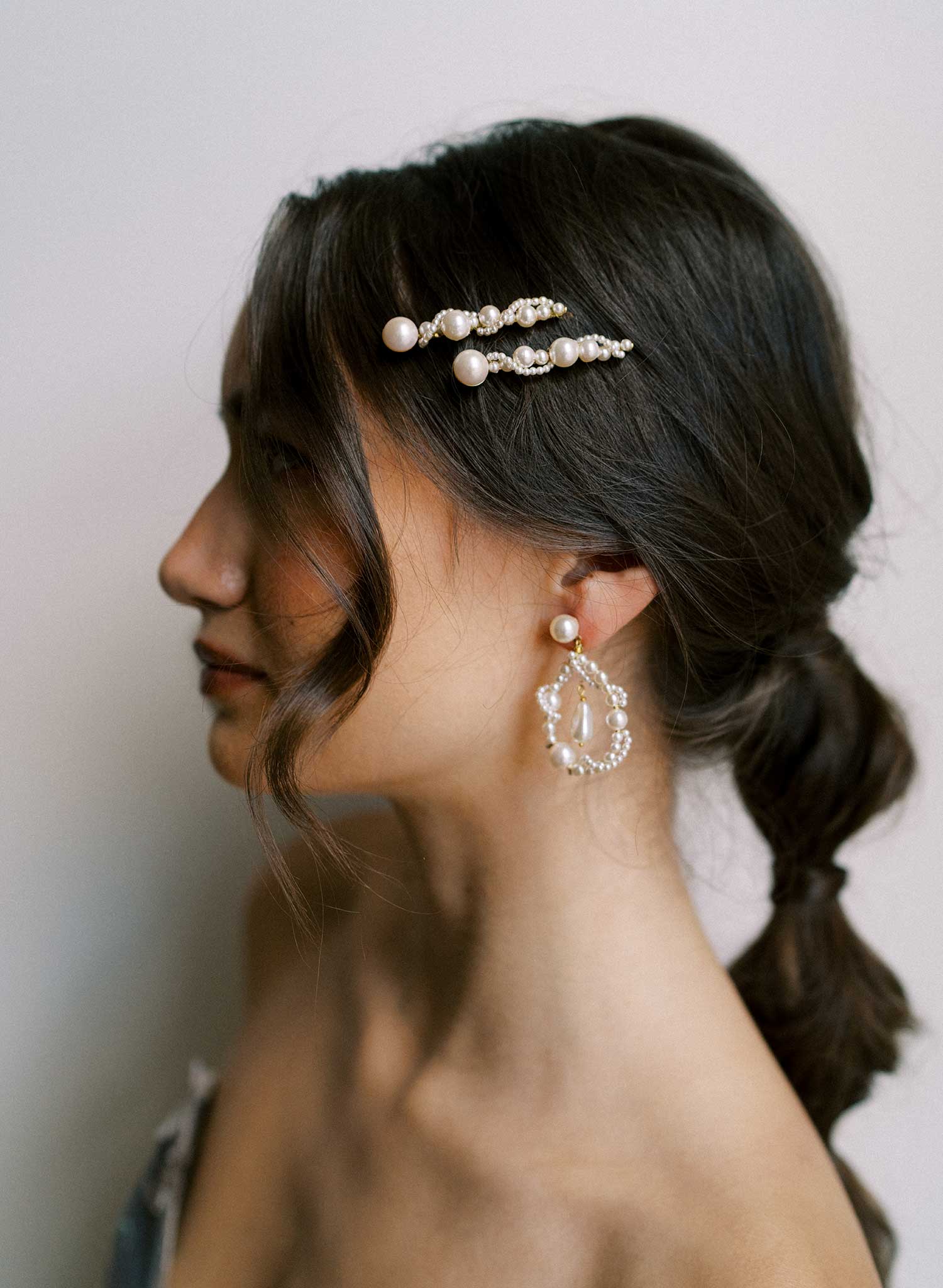 Twisted pearl bridal bobby pin pair - Style #2655