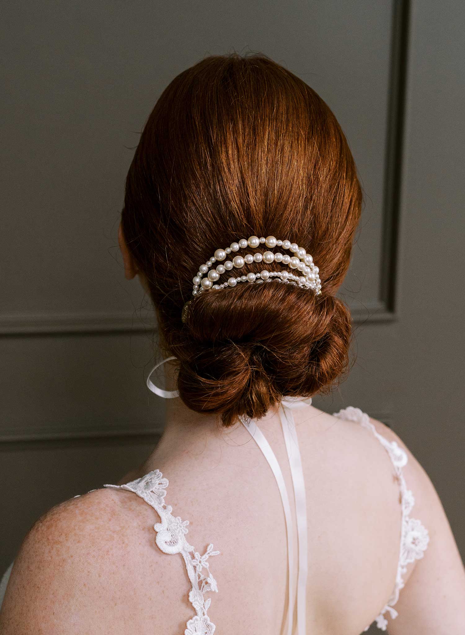 Elegant pearl strand bridal bun wrap - Style #2656