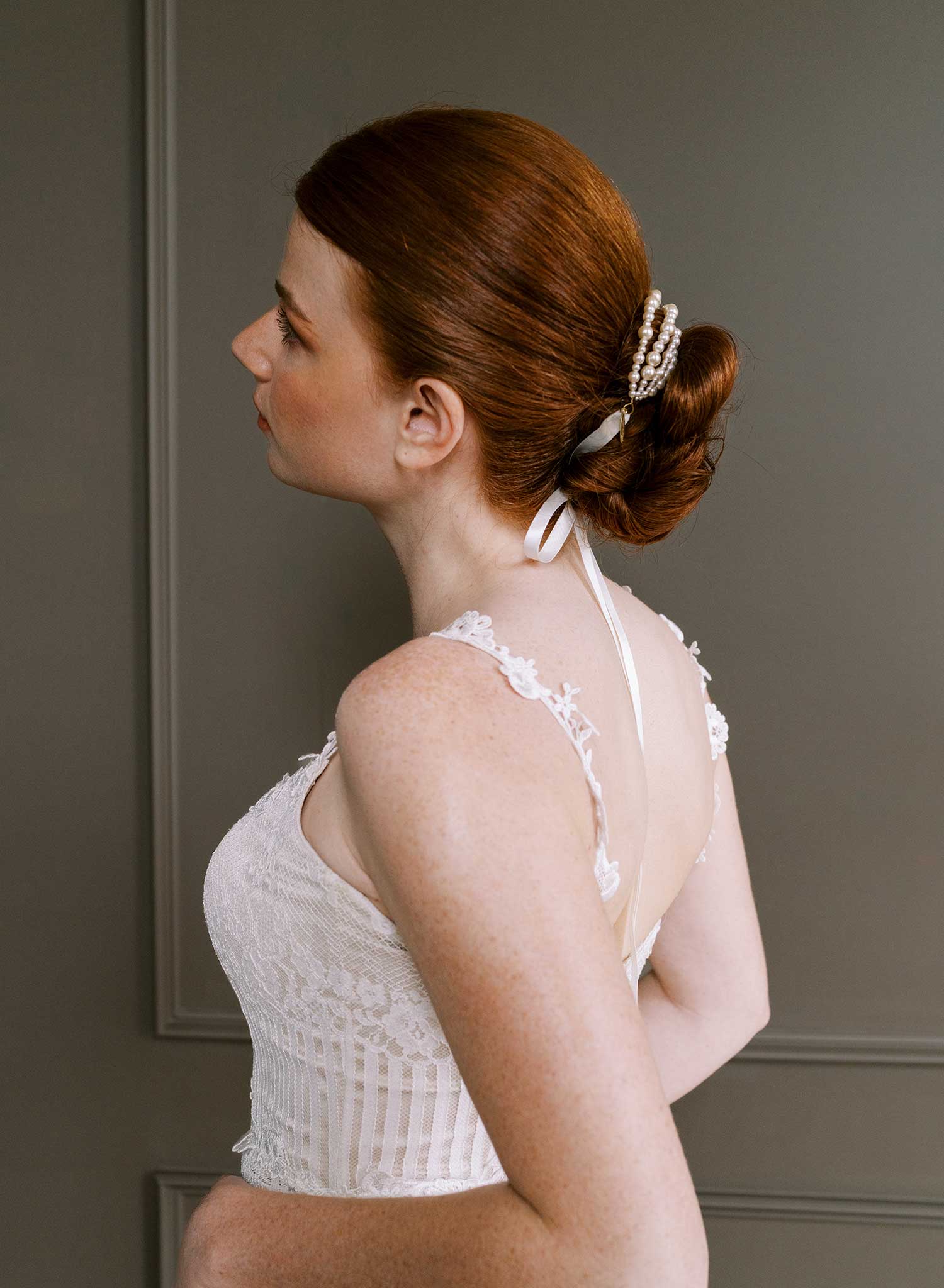 Elegant pearl strand bridal bun wrap - Style #2656