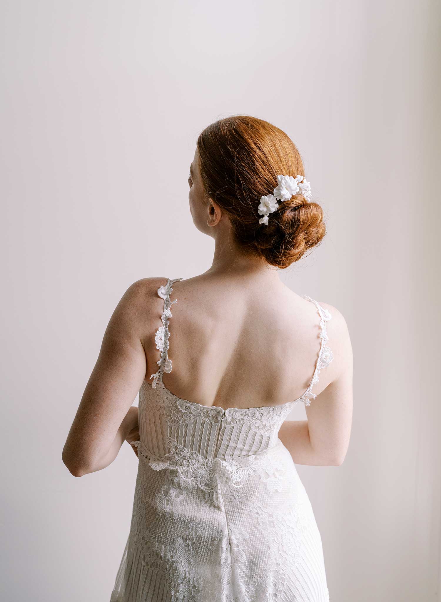 Abstract matte orchid bridal hair pin set of 3 - Style #2663