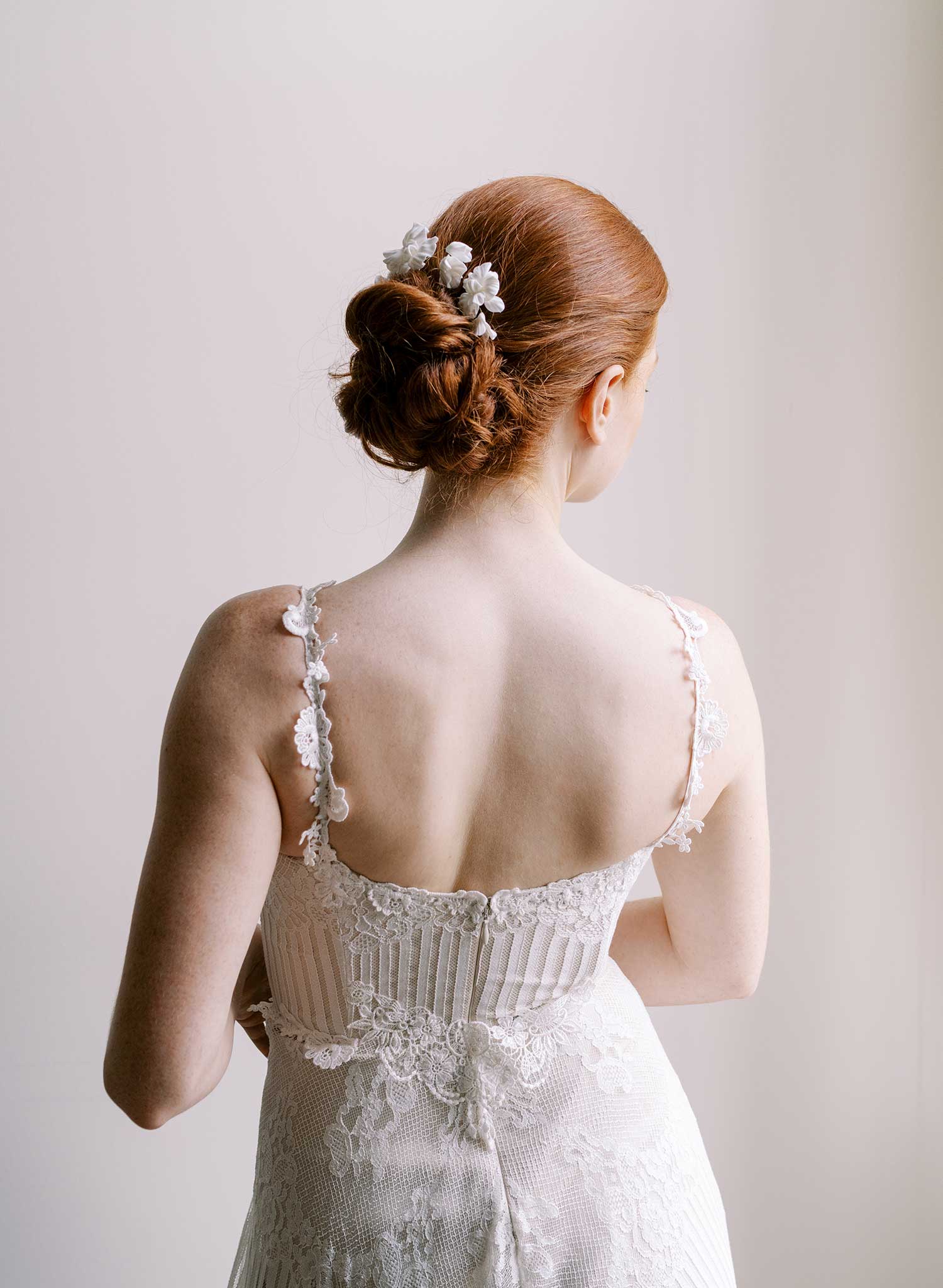 Abstract matte orchid bridal hair pin set of 3 - Style #2663