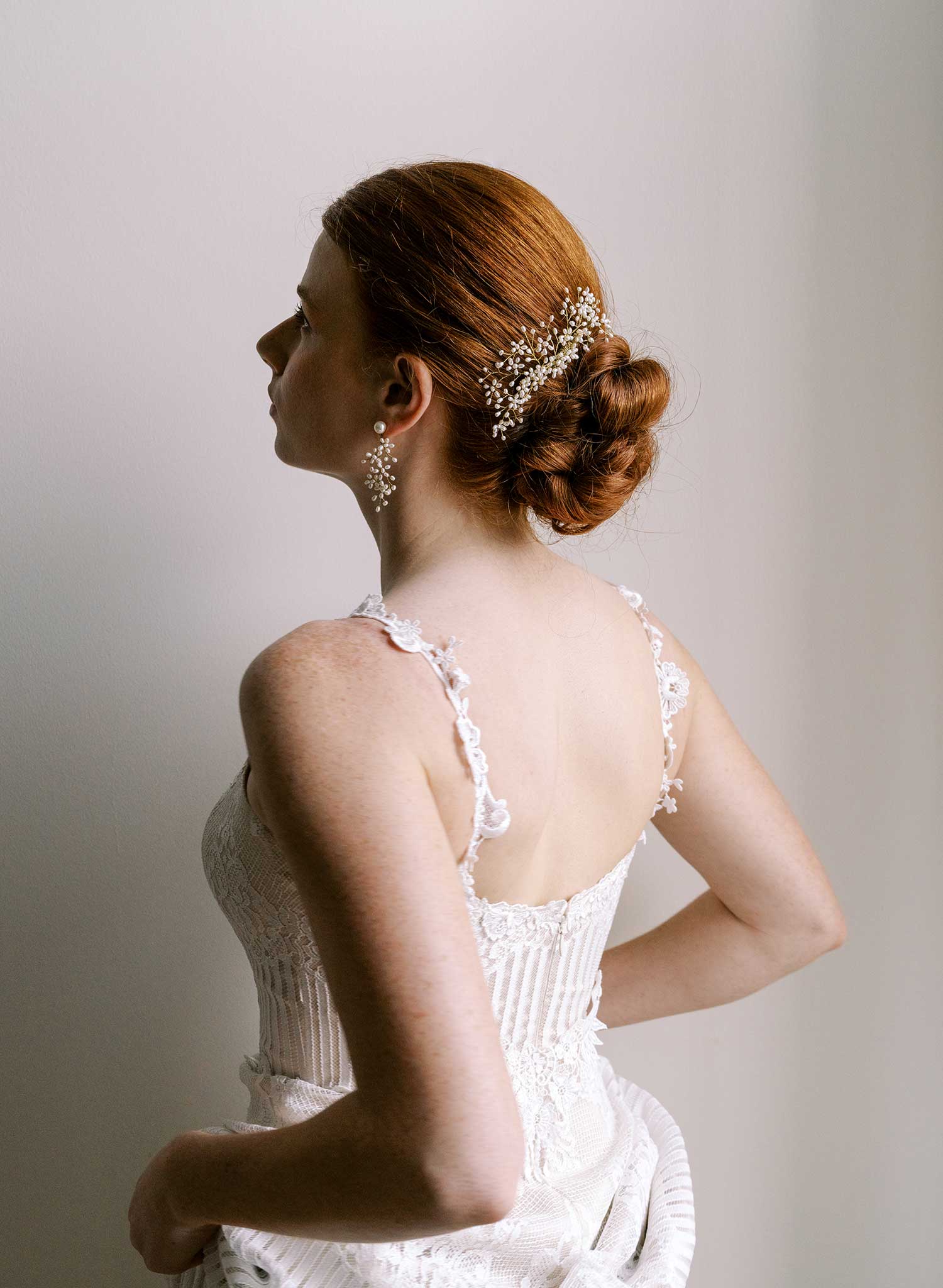 Baby's breath freshwater pearl hair comb - Style #2672