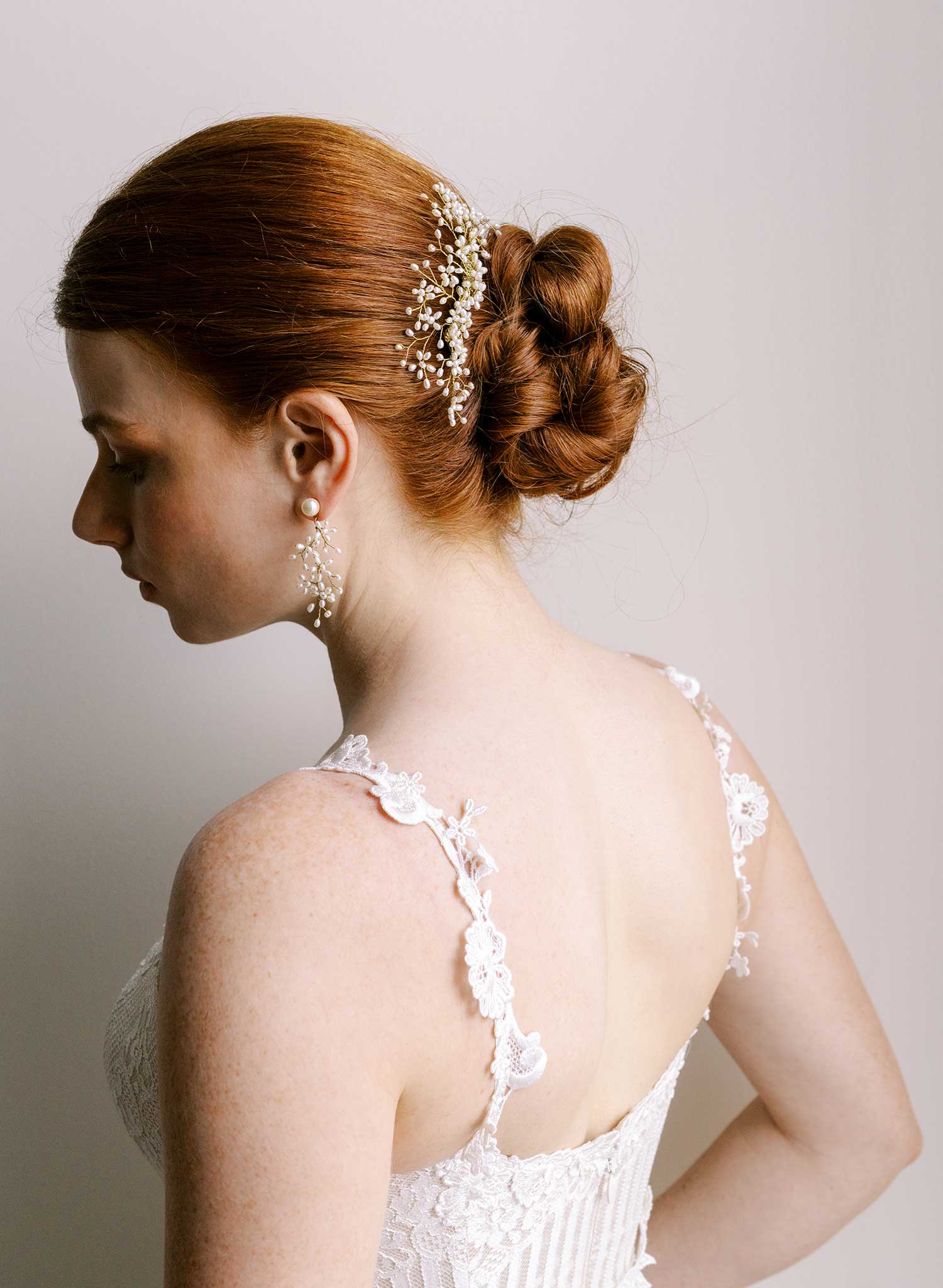 Baby's breath freshwater pearl earrings - Style #2673