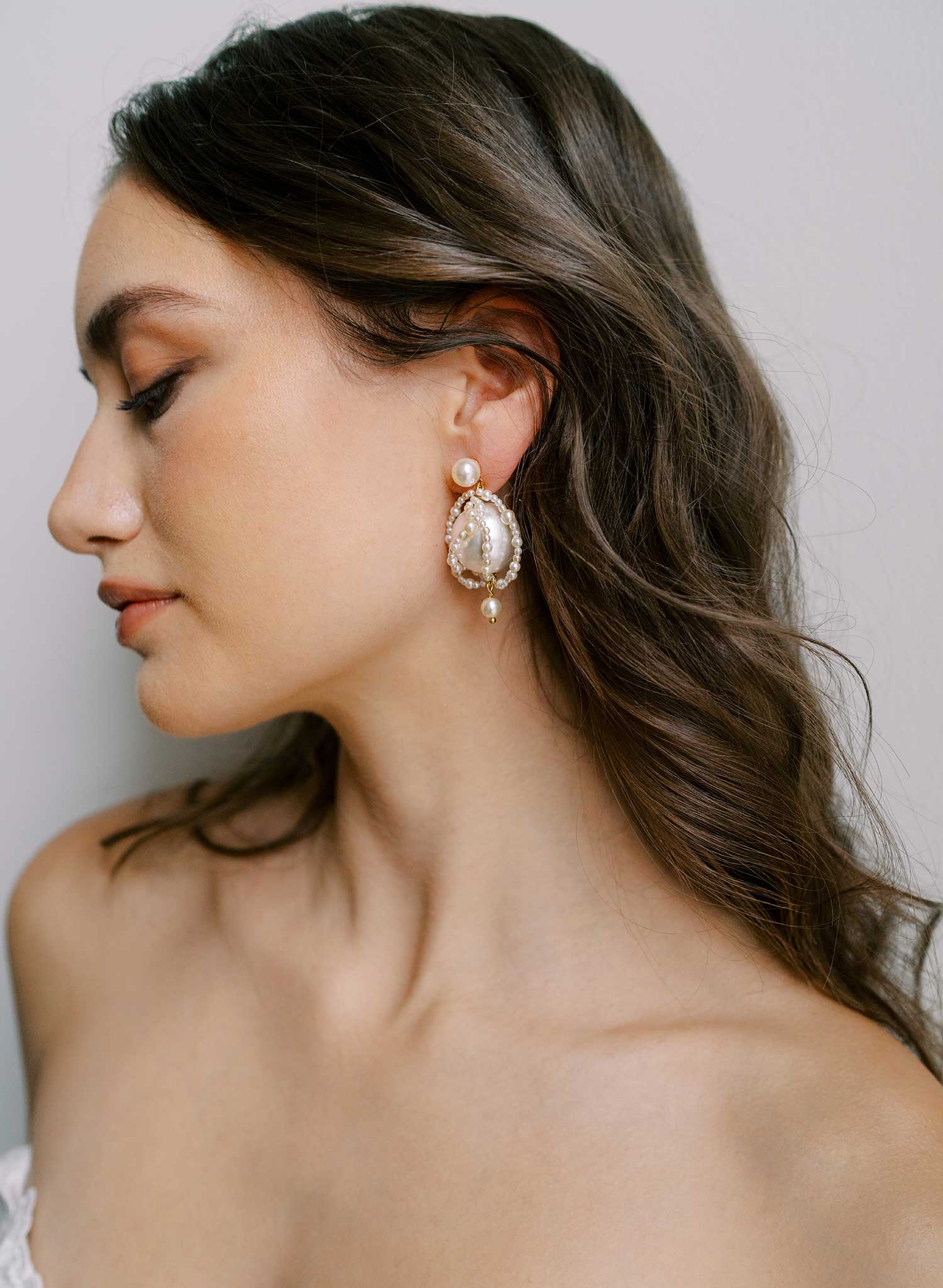 Pearl orb and twist bridal earrings - Style #2674