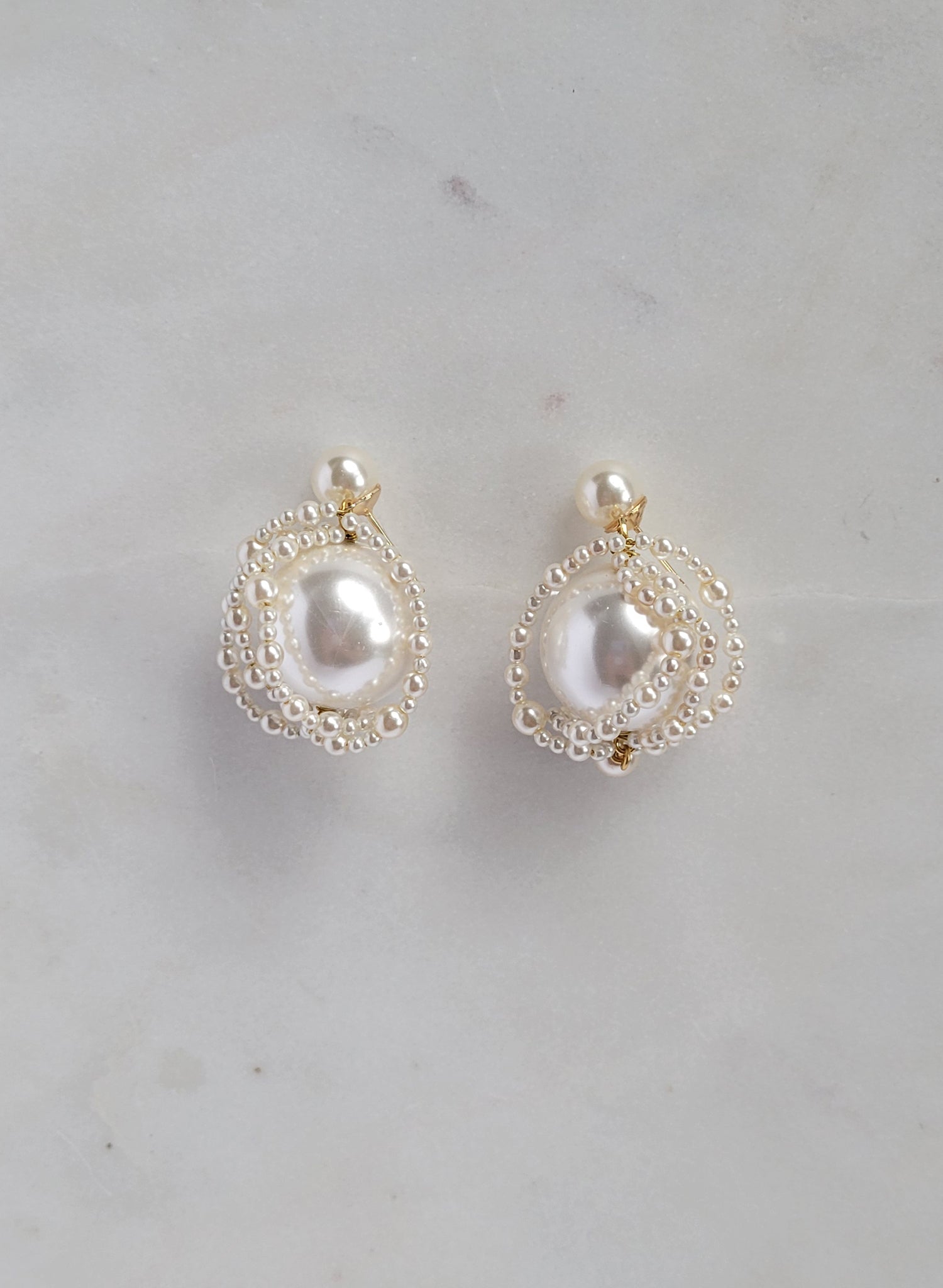 Pearl orb and twist bridal earrings - Style #2674