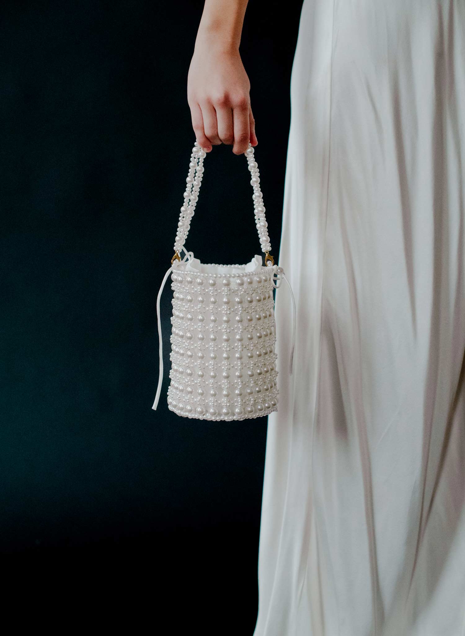 Hand embroidered pearl bridal purse - Style #2679
