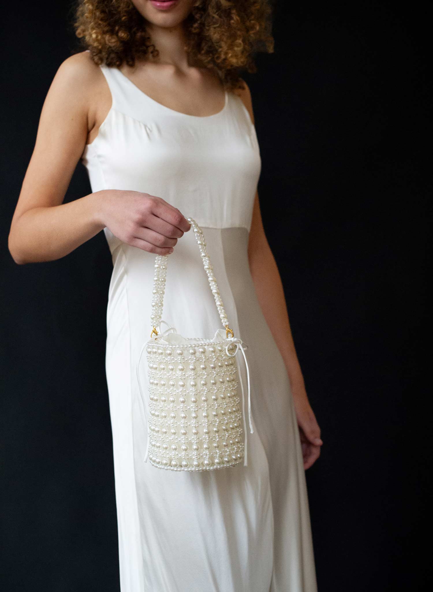 Hand embroidered pearl bridal purse - Style #2679